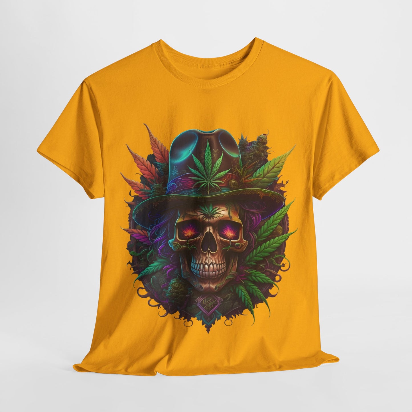 420 Psychedelic Skull & Hat Unisex Heavy Cotton Tee - 312tshirts 2