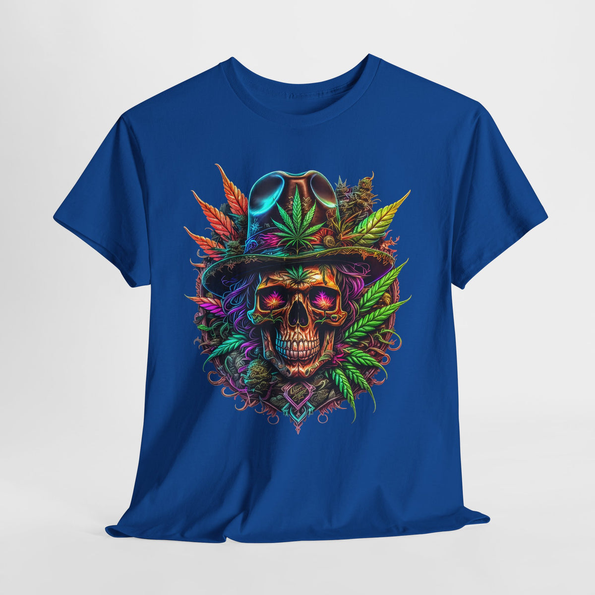 420 Skeleton In Hat #1 Unisex Heavy Cotton Tee