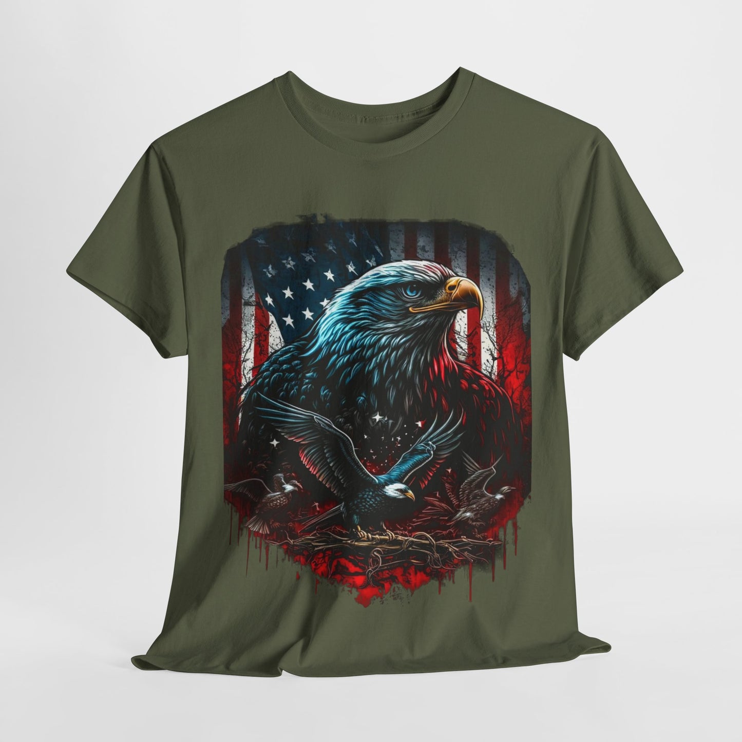 Patriotic US Flag & Eagle #1 Unisex Heavy Cotton Tee - 312tshirts 2