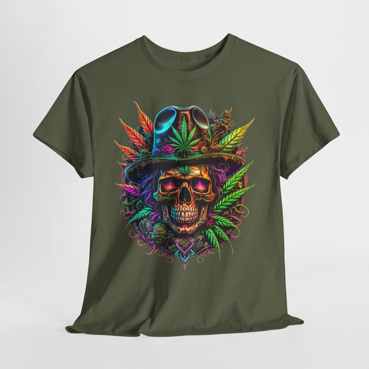 420 Skeleton In Hat #1 Unisex Heavy Cotton Tee
