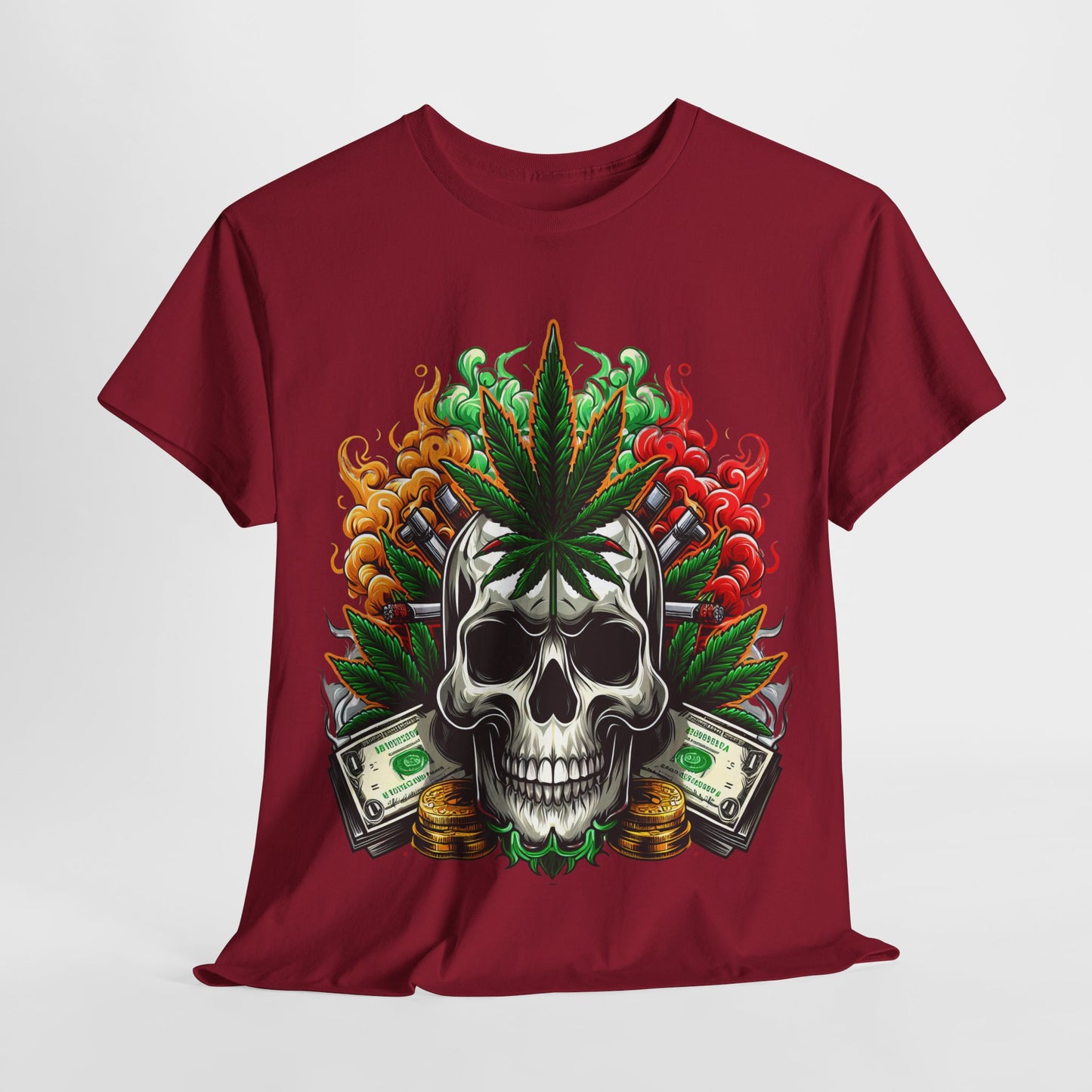420 Skull & Money #1 Unisex Heavy Cotton Tee - 312tshirts 2