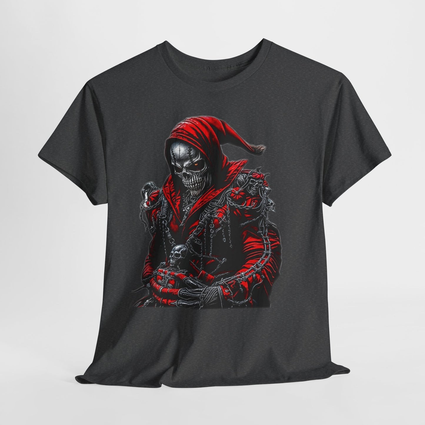 Red Gothic Skeleton Man Unisex Heavy Cotton Tee