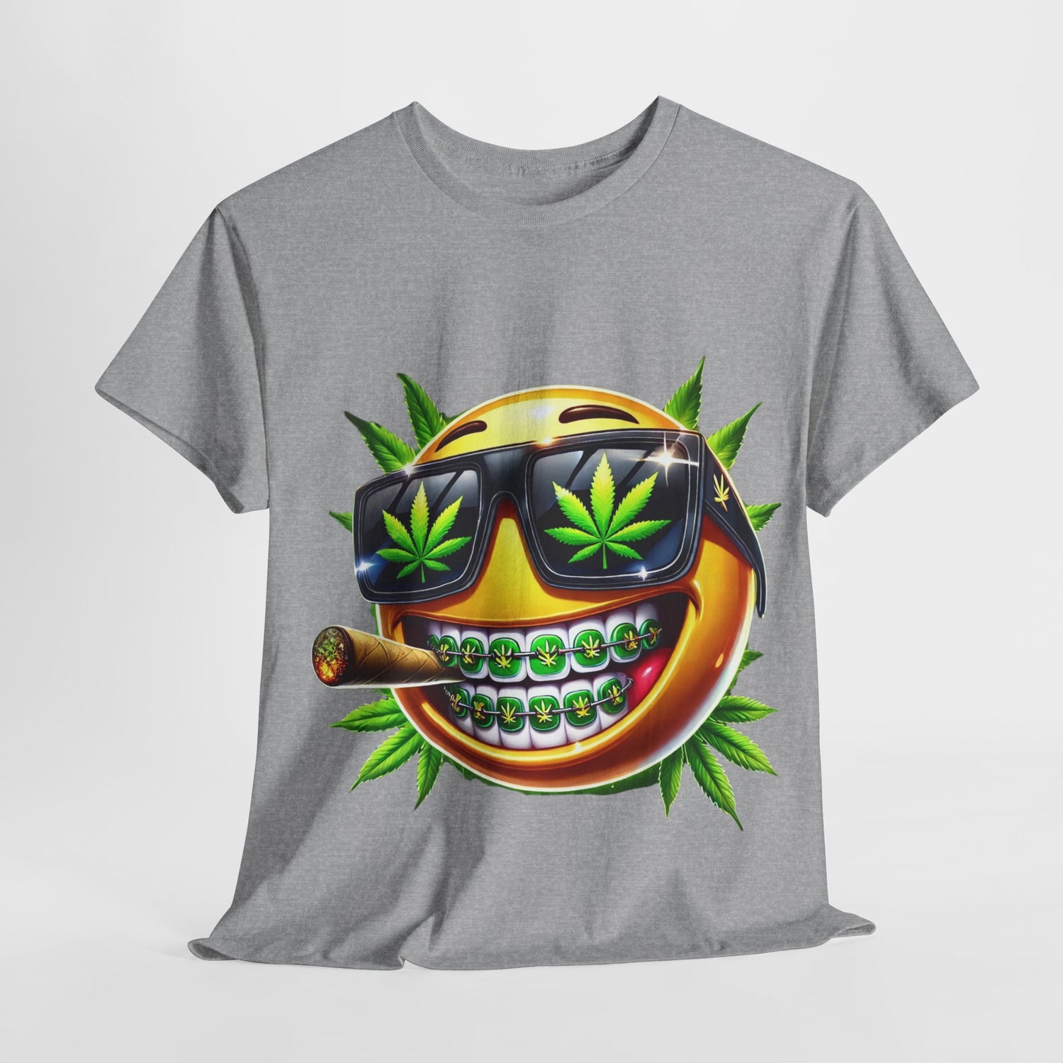 420 Yellow Stoner Emoji #9 Unisex Heavy Cotton Tee - 312tshirts 2