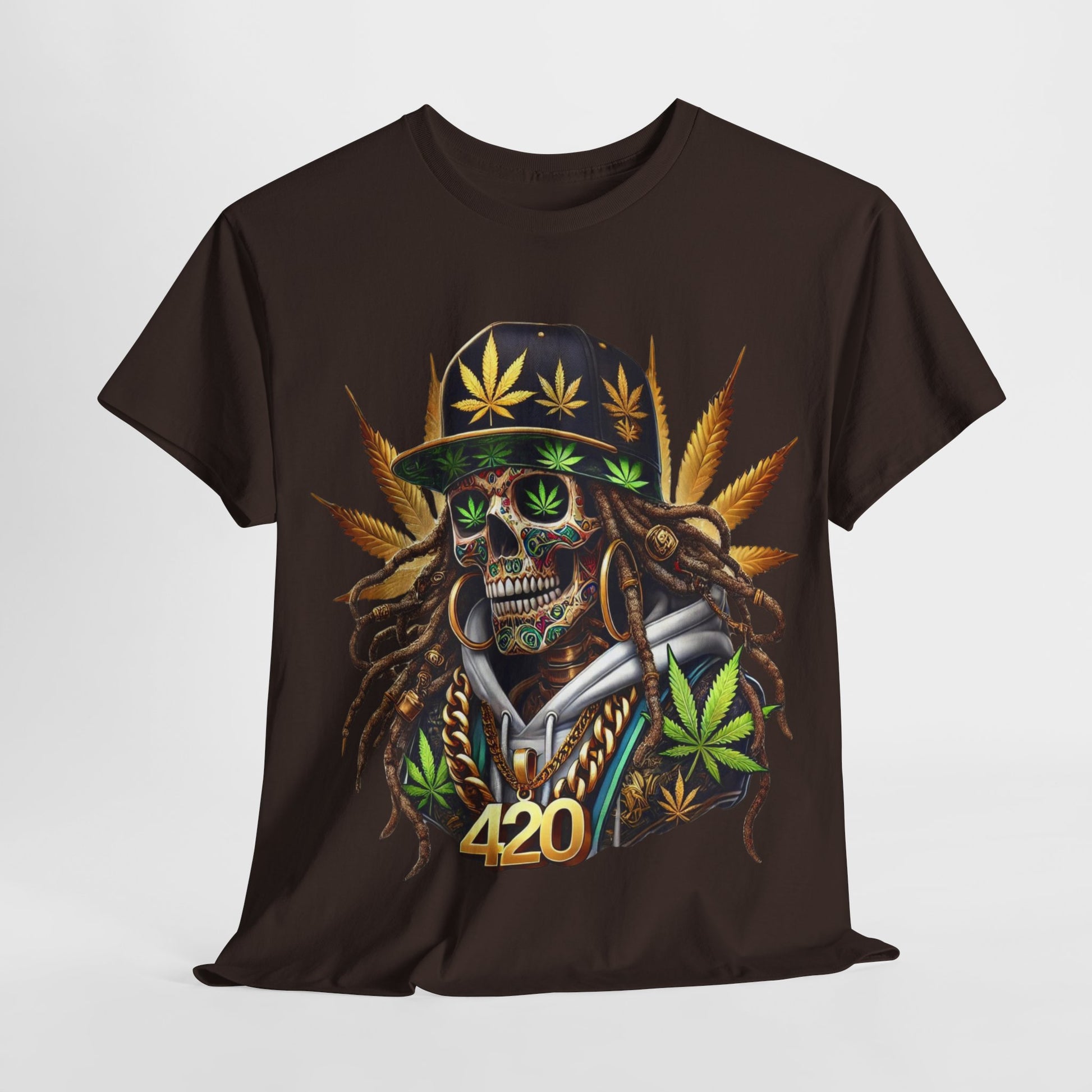 420 Rasta Skull & Hat Unisex Heavy Cotton Tee - 312tshirts 2