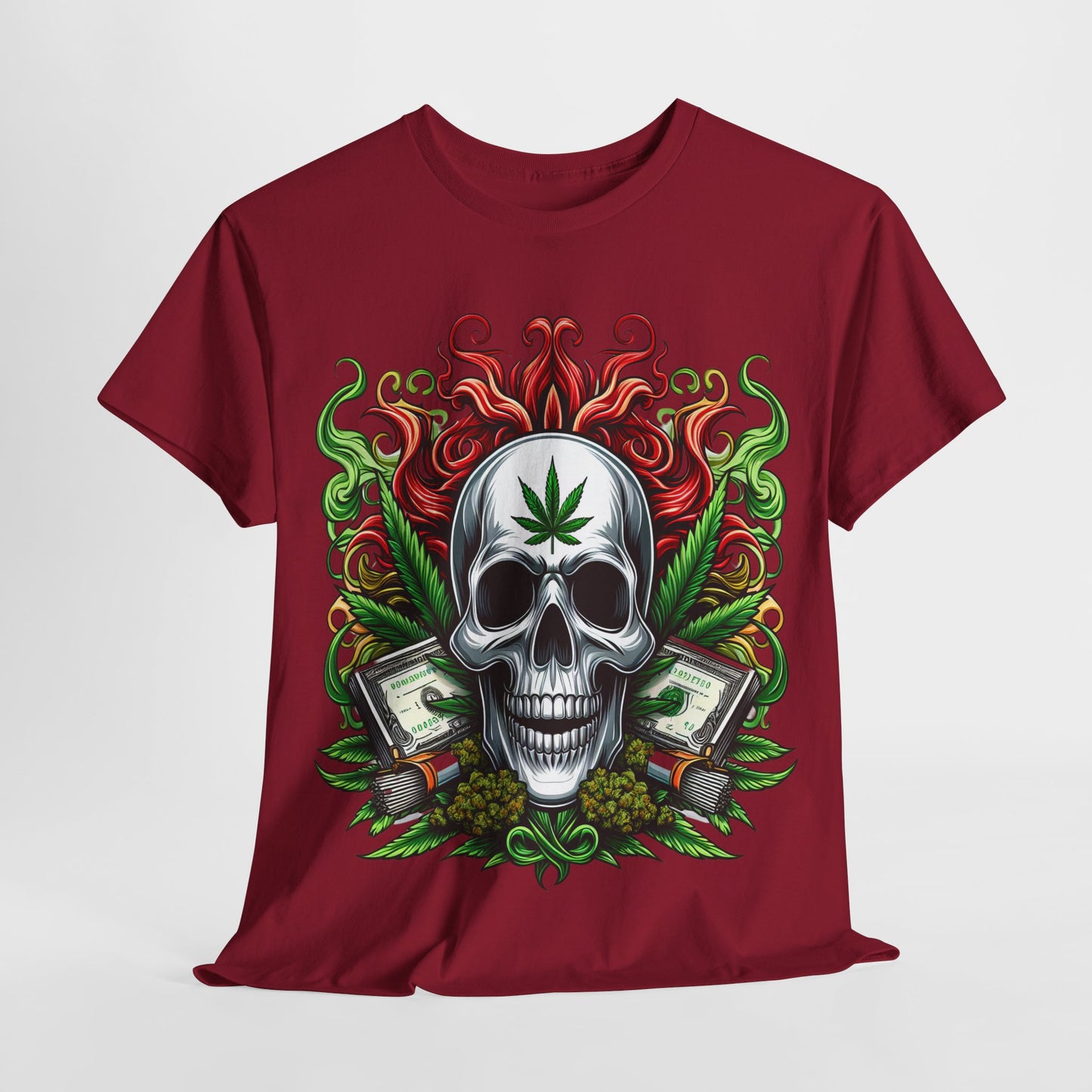 420 Skull & Money #2 Unisex Heavy Cotton Tee - 312tshirts 2