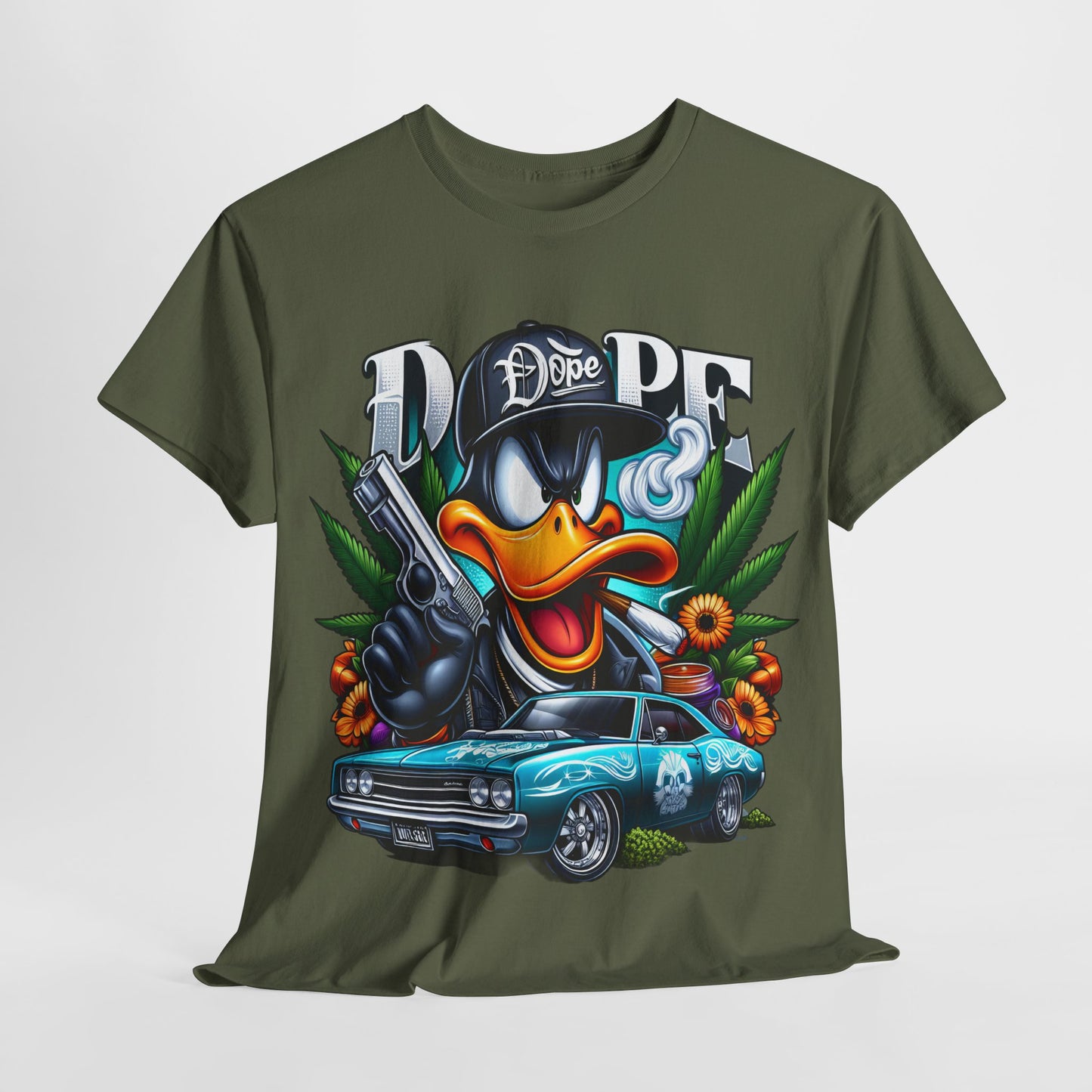 420 Dope Vibes Gangsta Duck #4 Unisex Heavy Cotton Tee