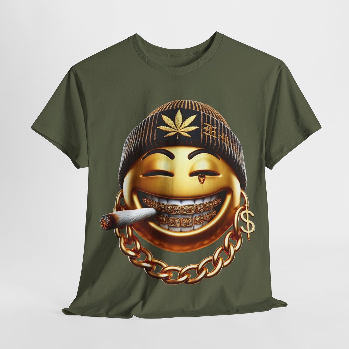 420 Gangster Smokey Gold Emoji #4 Unisex Heavy Cotton Tee - 312tshirts 2