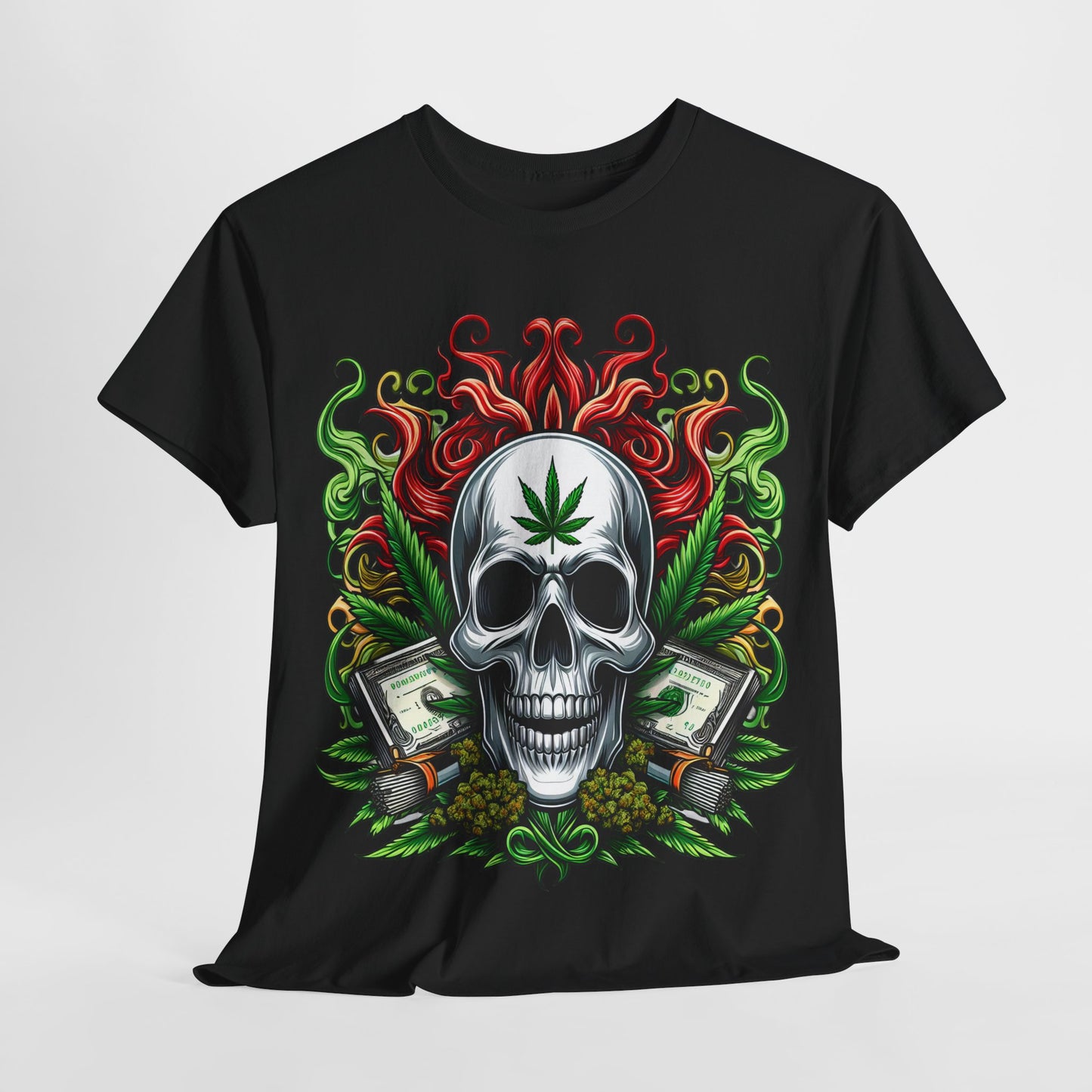 420 Skull & Money #2 Unisex Heavy Cotton Tee - 312tshirts 2