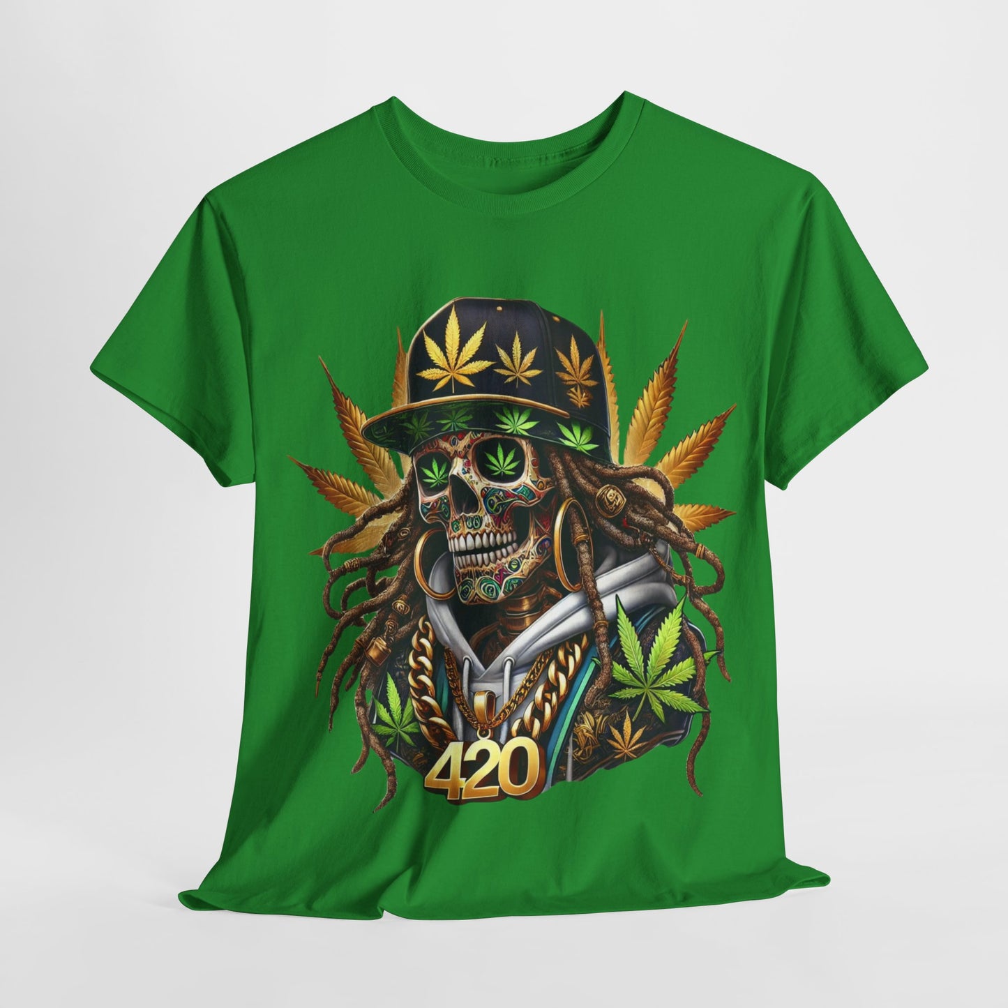 420 Rasta Skull & Hat Unisex Heavy Cotton Tee - 312tshirts 2