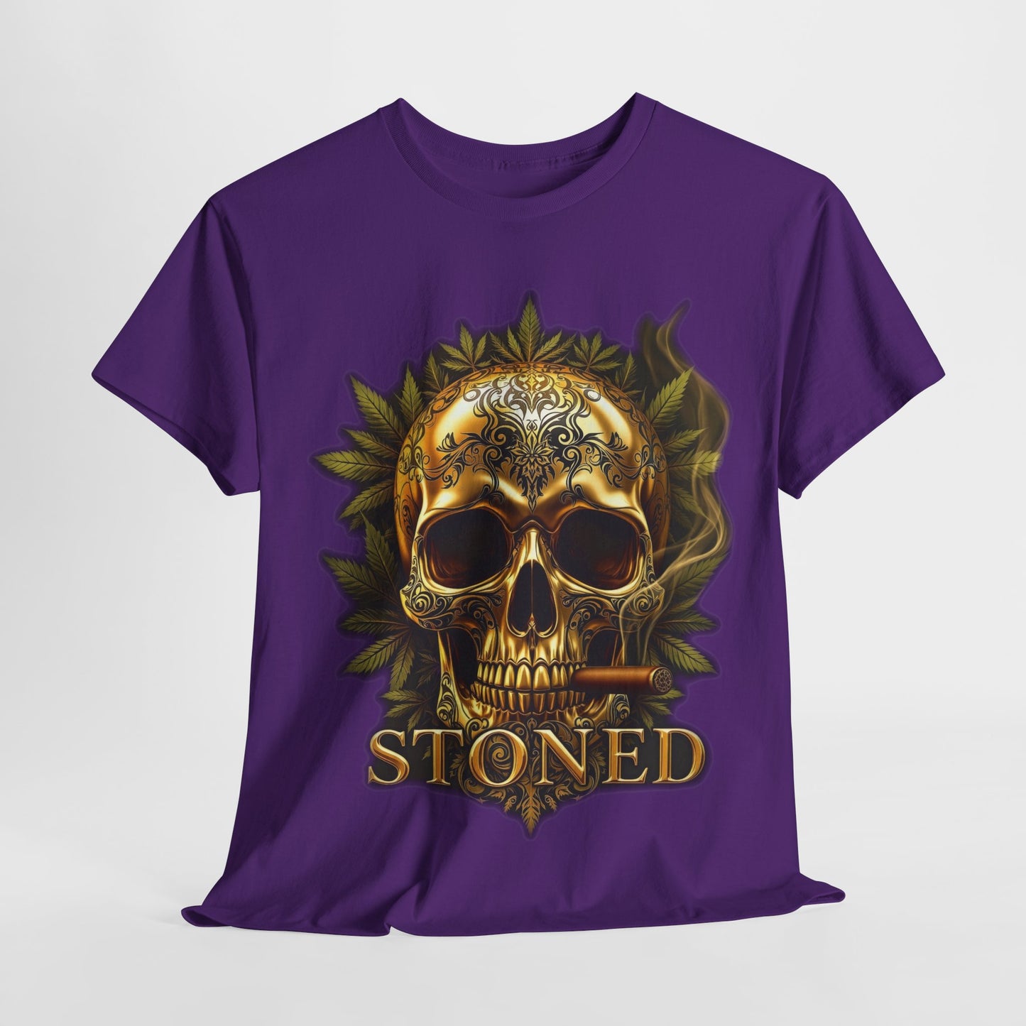 420 Gold Stoned Skull Unisex Heavy Cotton Tee - 312tshirts 2