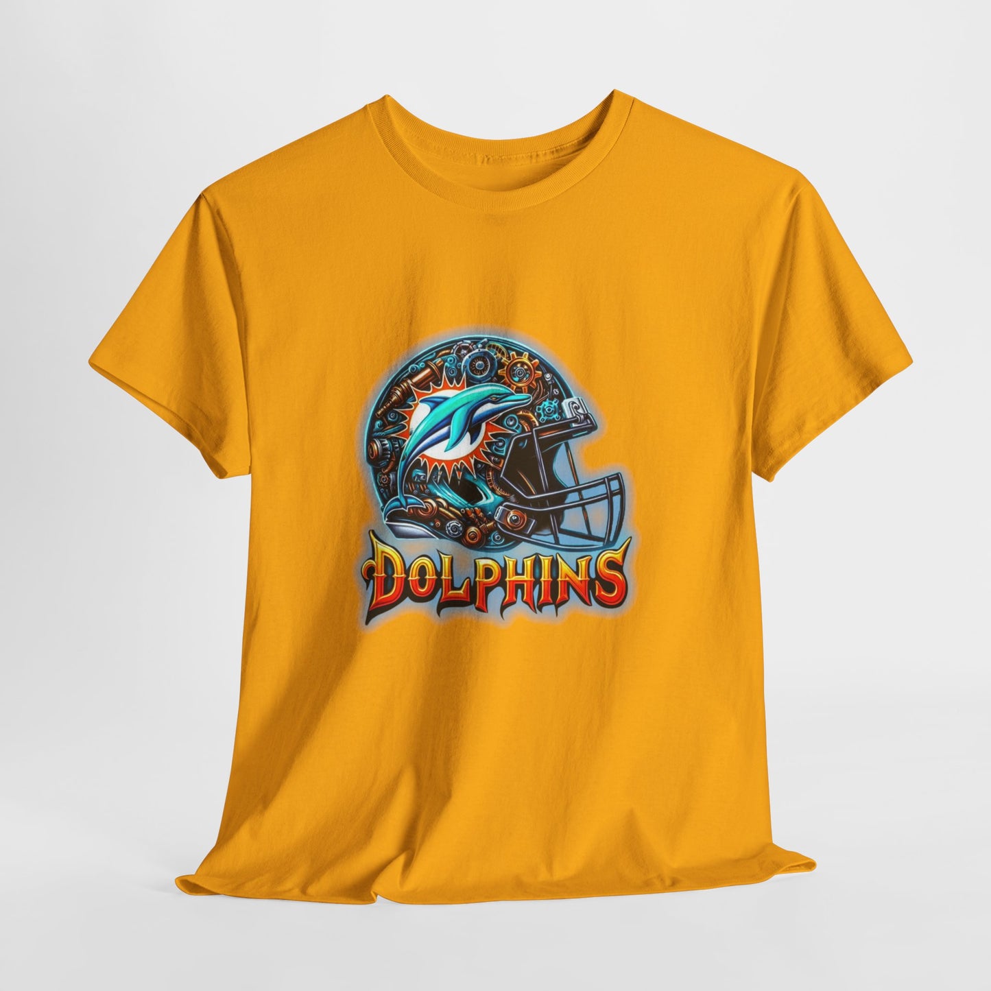 Sports Dolphins Football Helmet #2 Unisex Heavy Cotton Tee