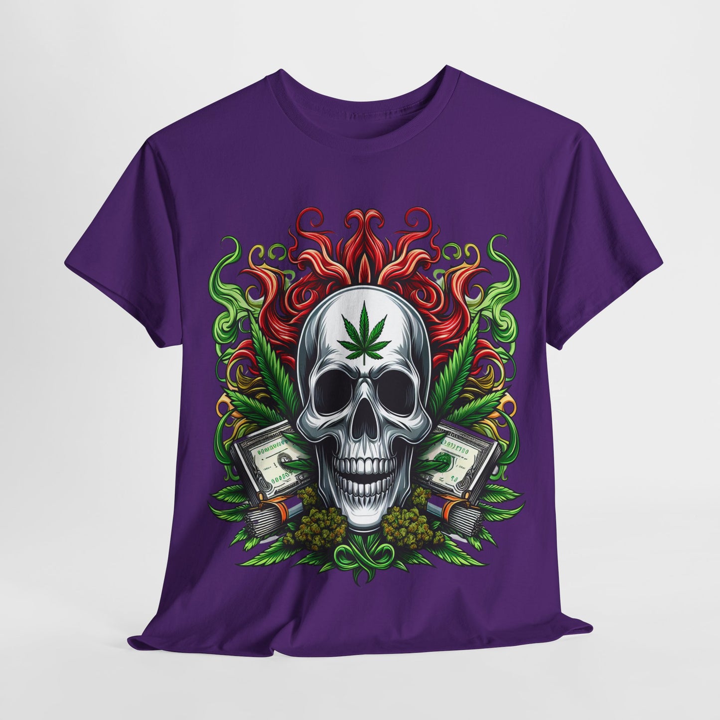 420 Skull & Money #2 Unisex Heavy Cotton Tee - 312tshirts 2