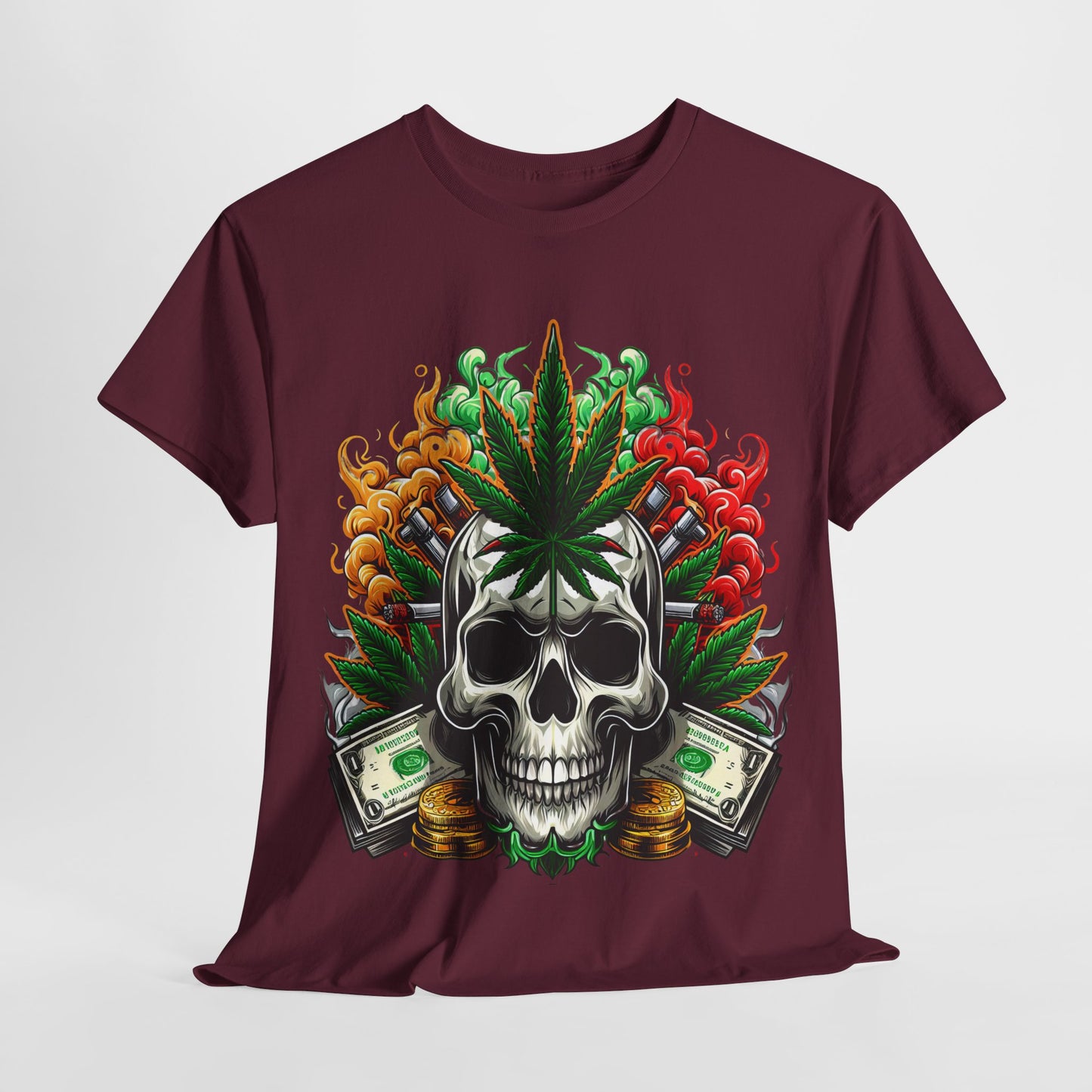420 Skull & Money #1 Unisex Heavy Cotton Tee - 312tshirts 2