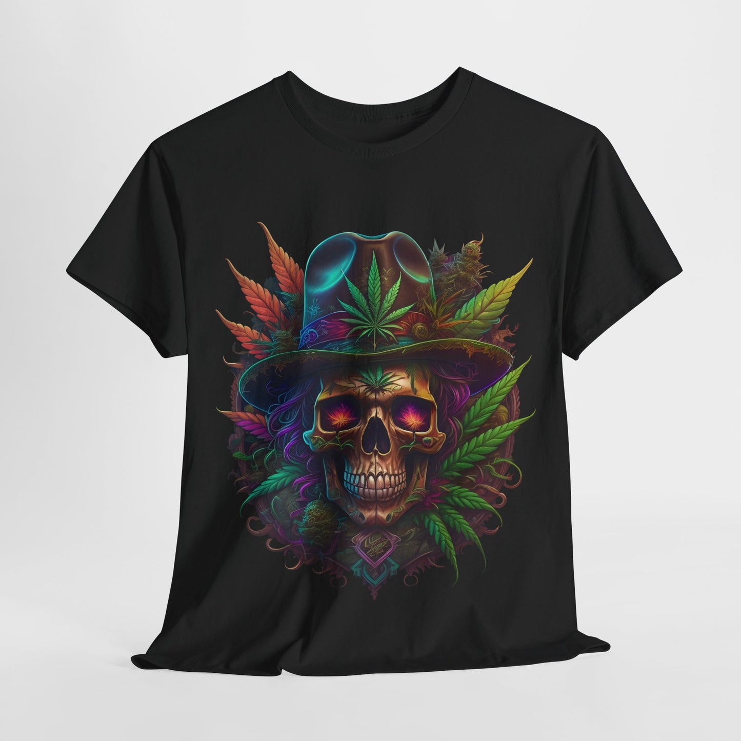 420 Psychedelic Skull & Hat Unisex Heavy Cotton Tee - 312tshirts 2