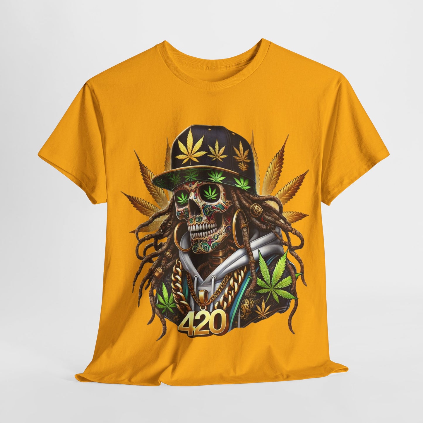 420 Rasta Skull & Hat Unisex Heavy Cotton Tee - 312tshirts 2