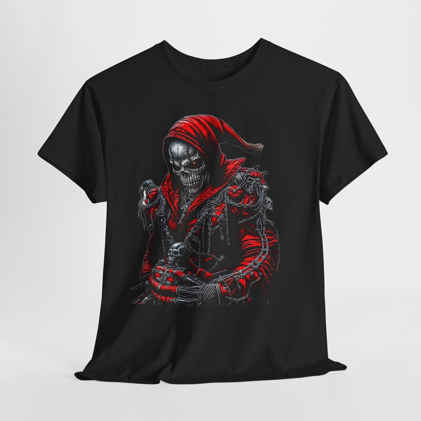 Red Gothic Skeleton Man Unisex Heavy Cotton Tee