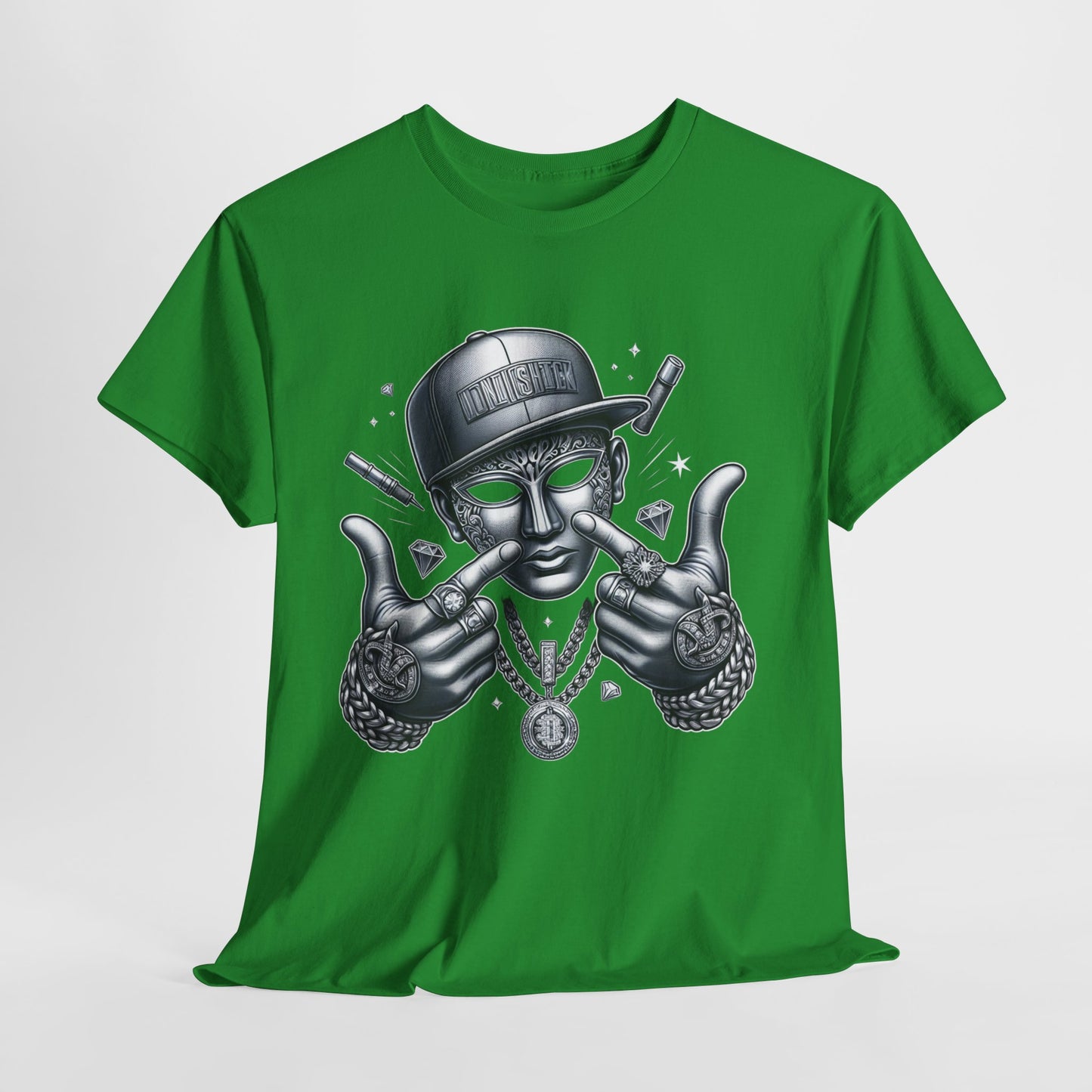 Silver Mask with Diamonds & Chains #5 Unisex Heavy Cotton Tee - 312tshirts 2