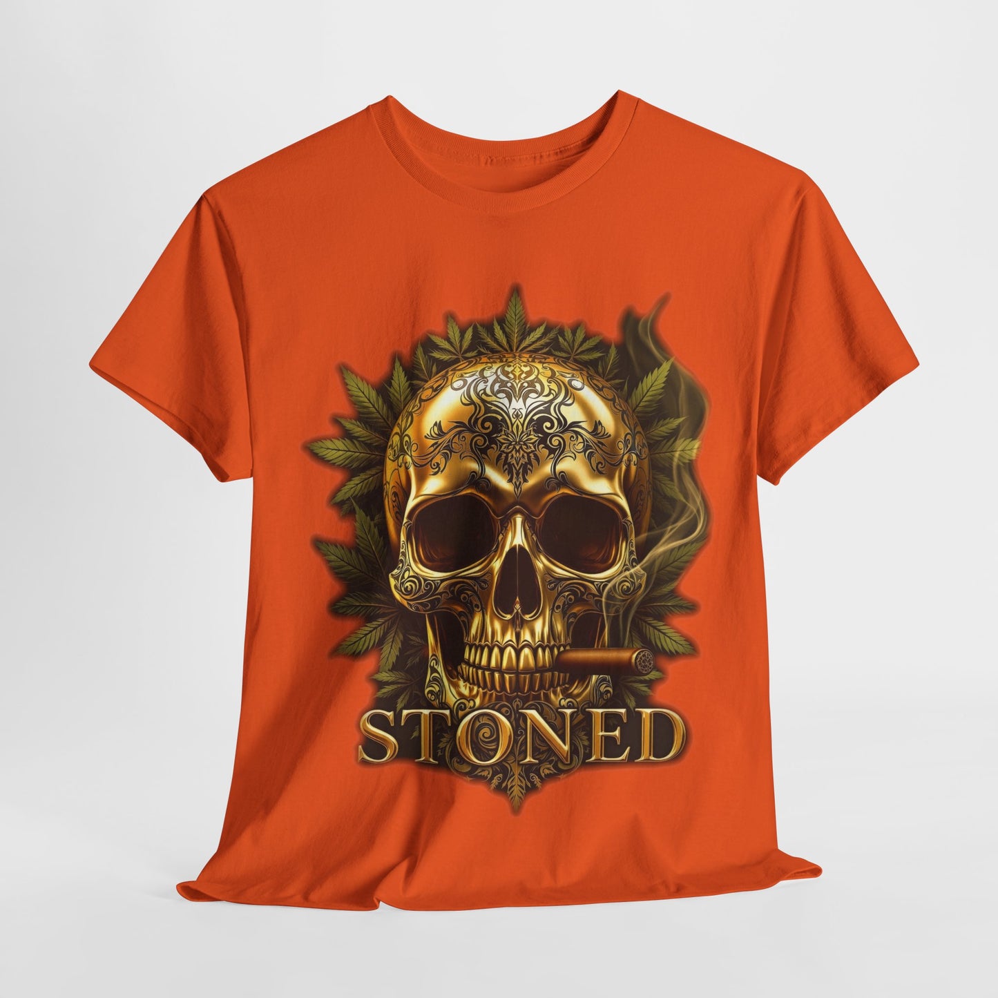 420 Gold Stoned Skull Unisex Heavy Cotton Tee - 312tshirts 2