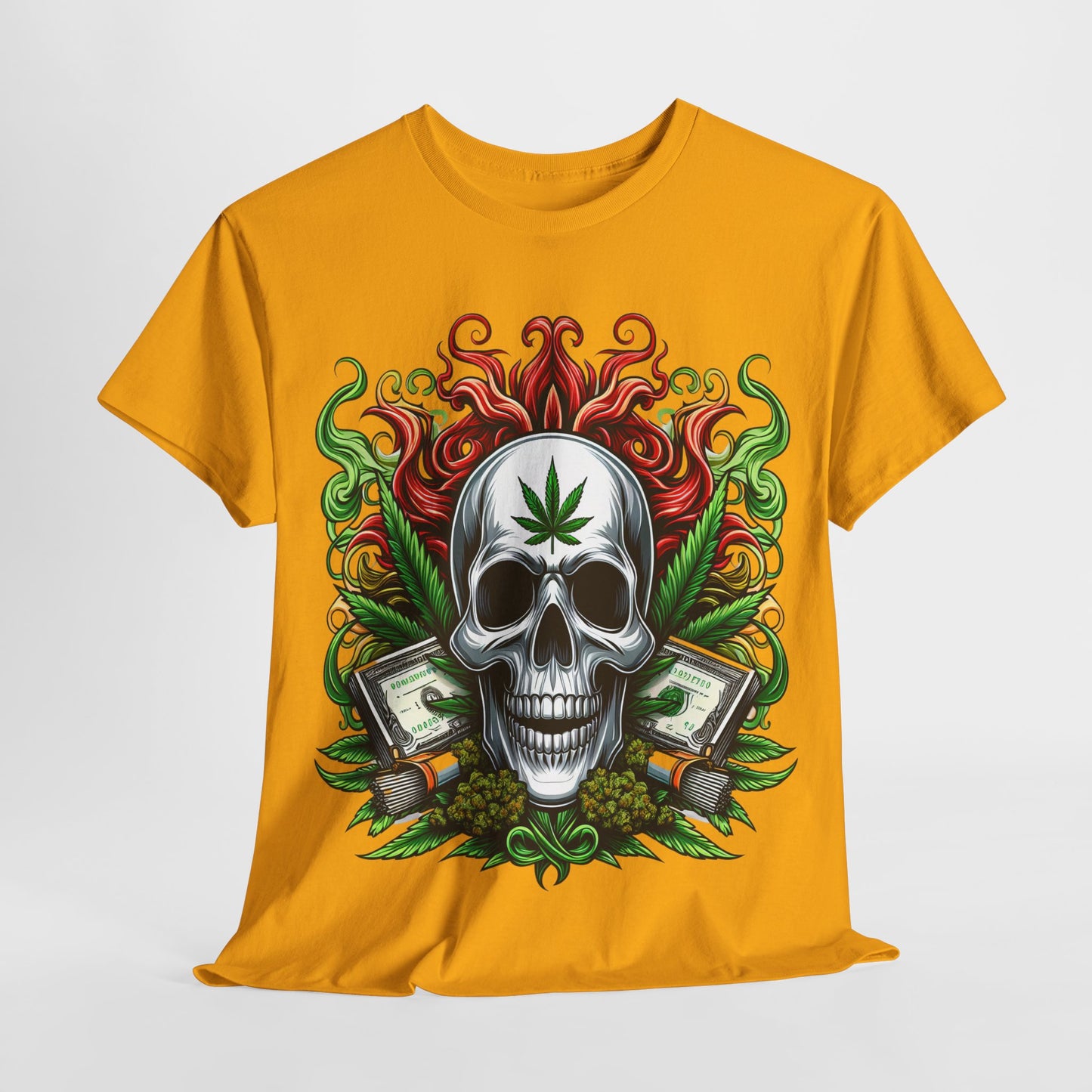 420 Skull & Money #2 Unisex Heavy Cotton Tee - 312tshirts 2