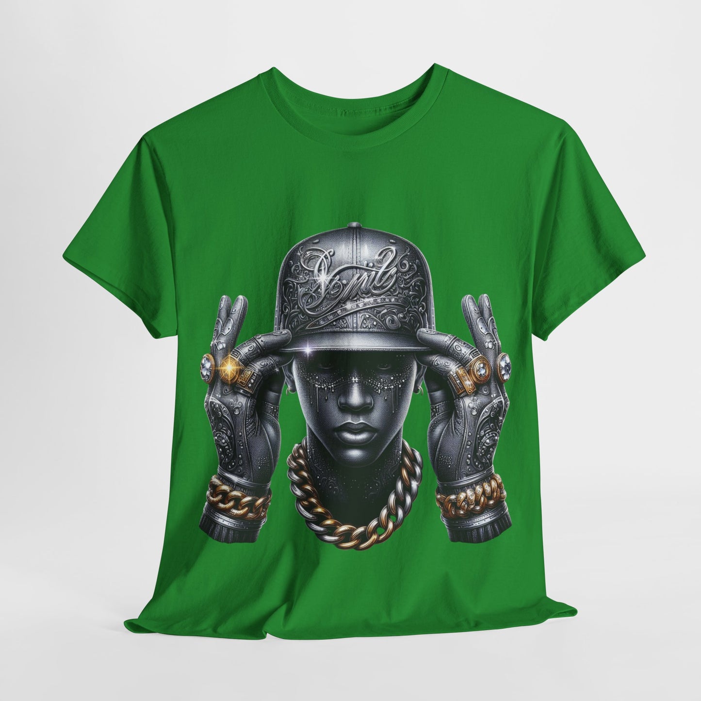 Metallic Man with Hat & Bling #4 Unisex Heavy Cotton Tee - 312tshirts 2