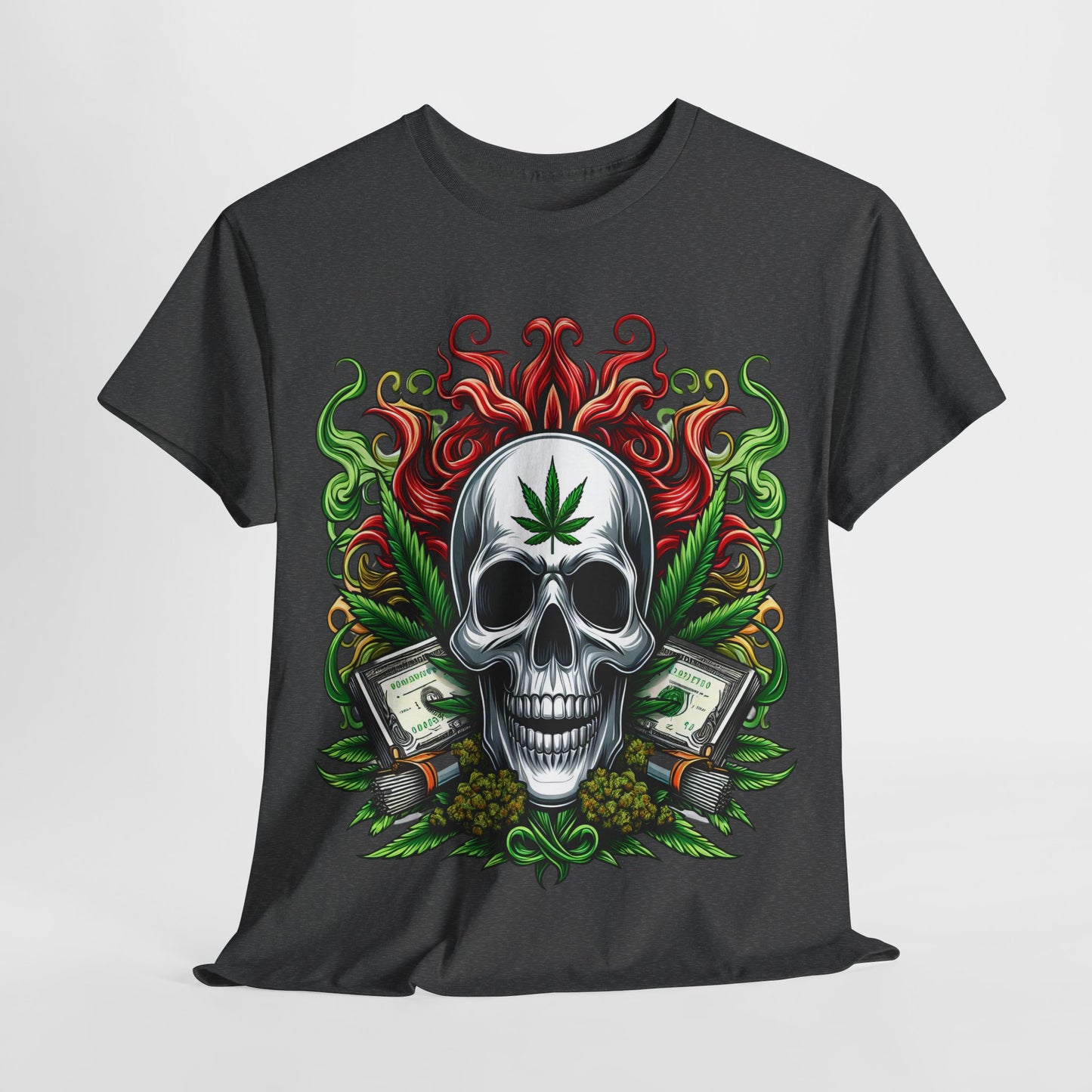 420 Skull & Money #2 Unisex Heavy Cotton Tee - 312tshirts 2