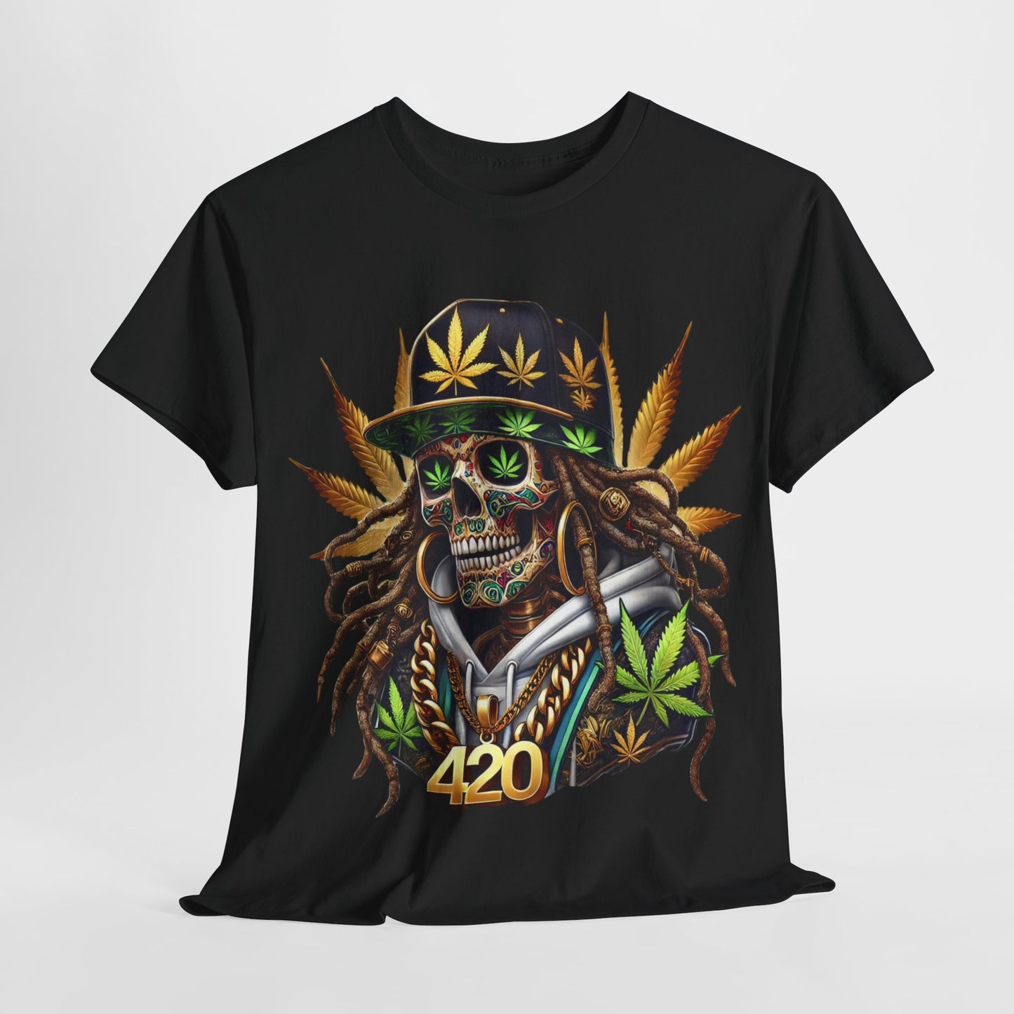 420 Rasta Skull & Hat Unisex Heavy Cotton Tee - 312tshirts 2