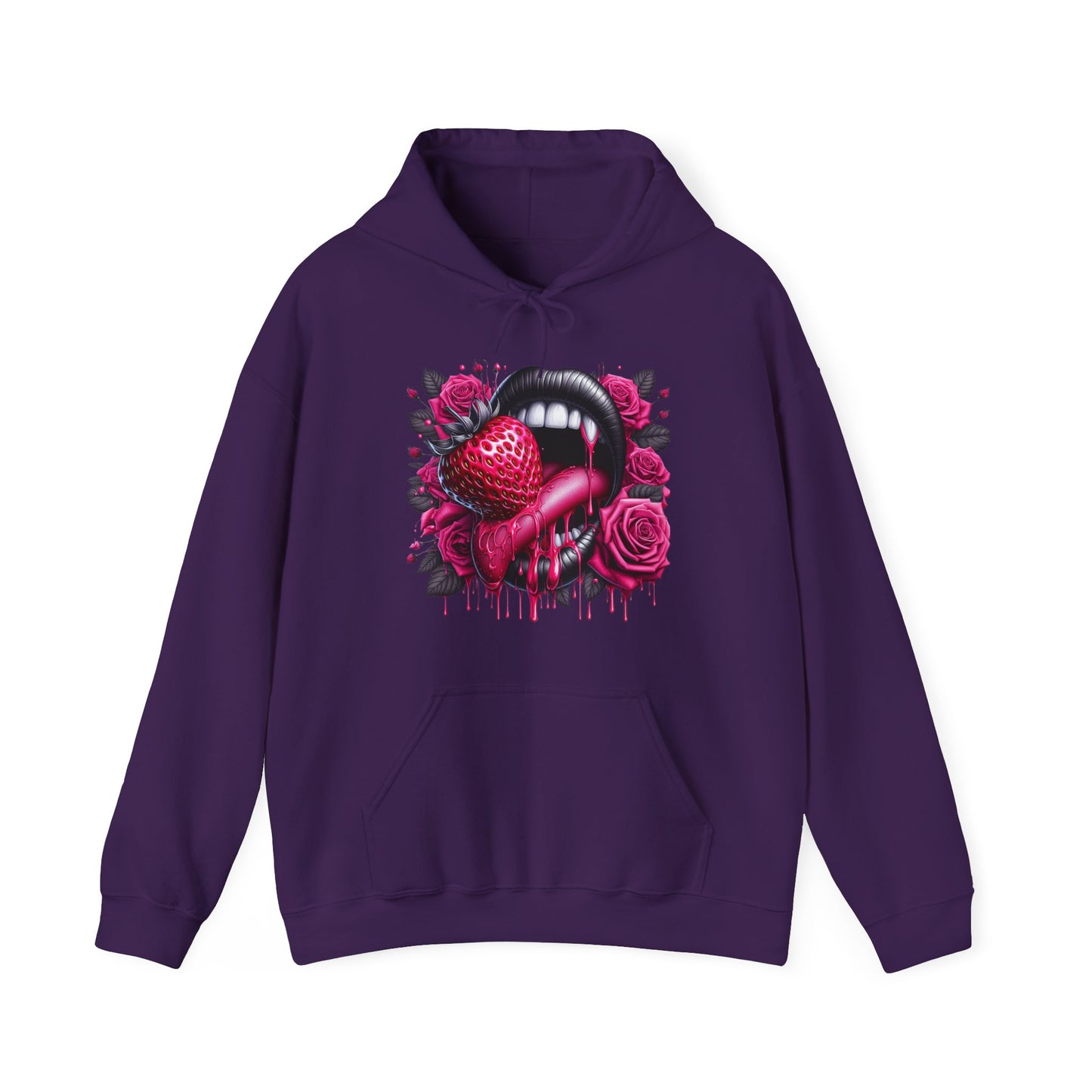 Vampy Lips, Strawberry & Roses Unisex Heavy Sweatshirt Hoodie