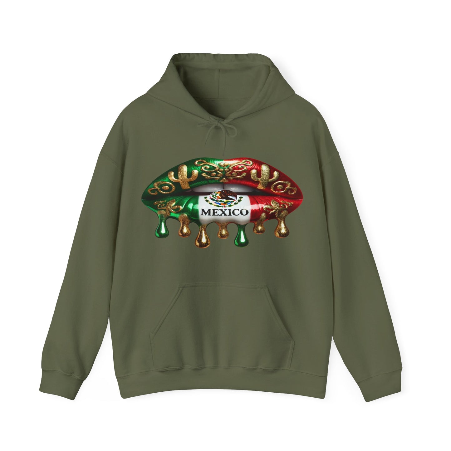 Mexico Dripping Flag Lips Hoodie — Mexican Pride Pullover