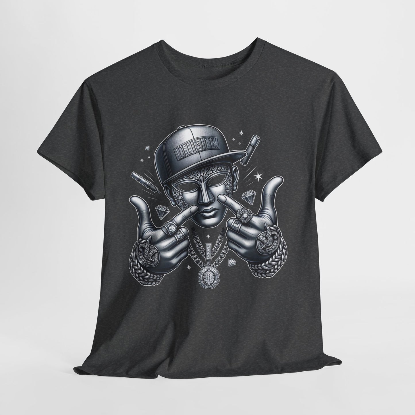 Silver Mask with Diamonds & Chains #5 Unisex Heavy Cotton Tee - 312tshirts 2