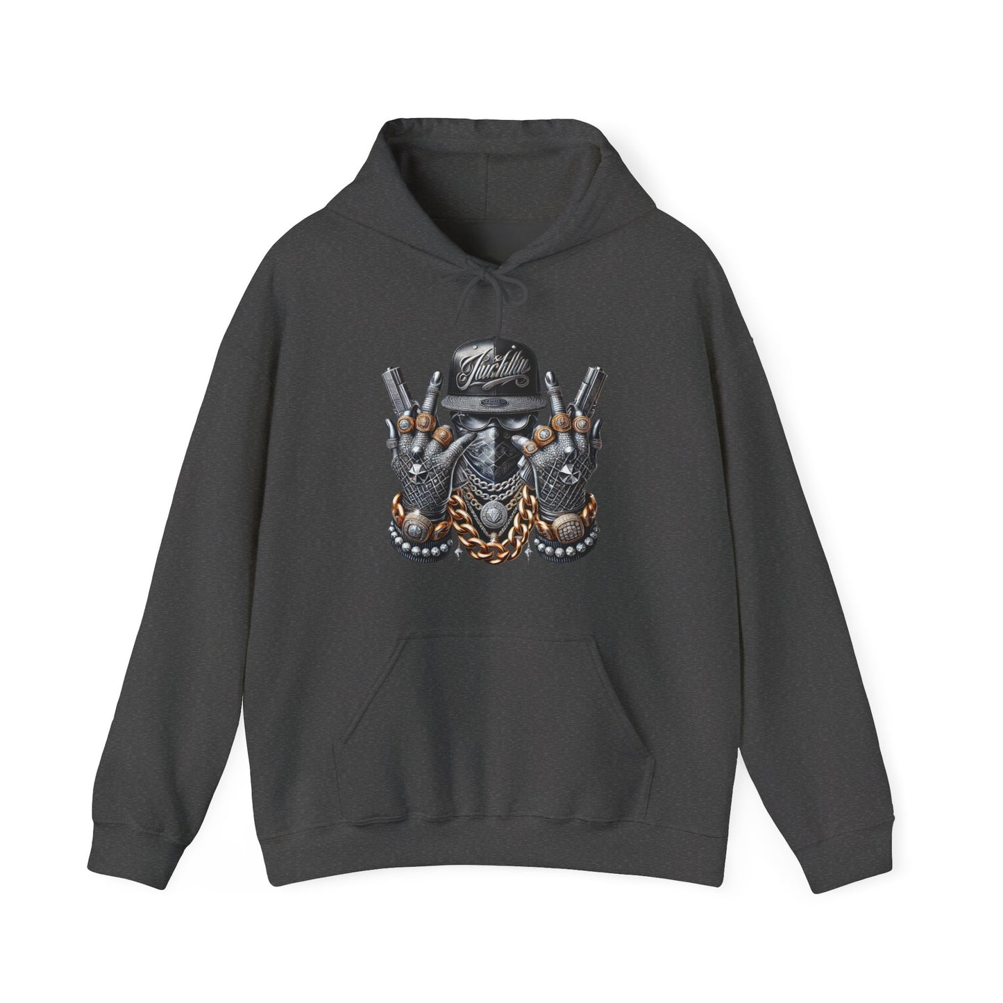 Skull Bling Hoodie – Gangster Skull Graphic Pullover