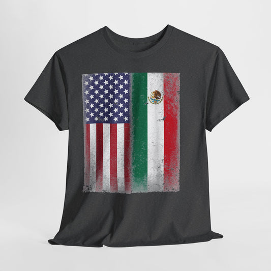American & Mexican Heritage Flags #1 Unisex Heavy Cotton Tee - 312tshirts 2