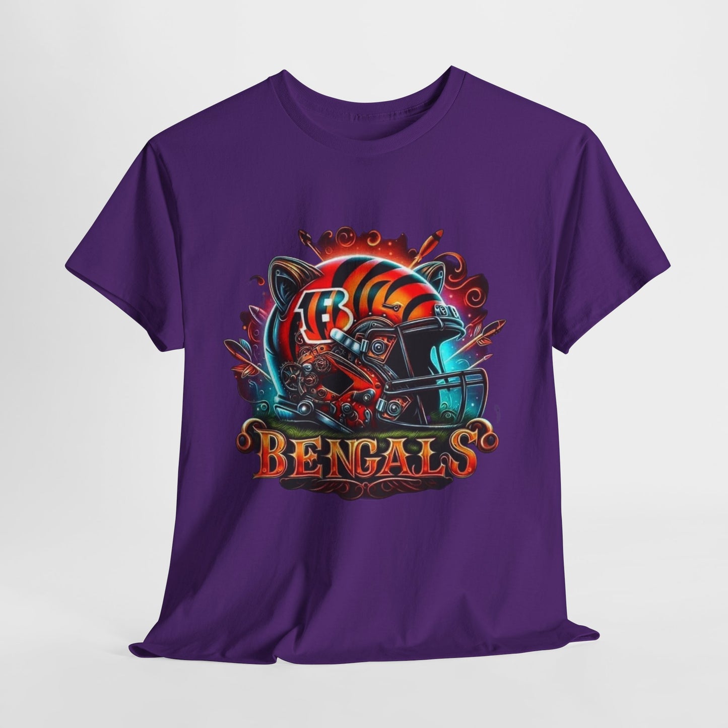 Sports Bengals Football Helmet #2 Unisex Heavy Cotton Tee