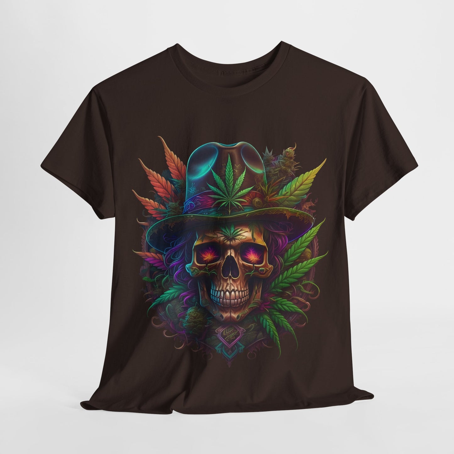 420 Psychedelic Skull & Hat Unisex Heavy Cotton Tee - 312tshirts 2