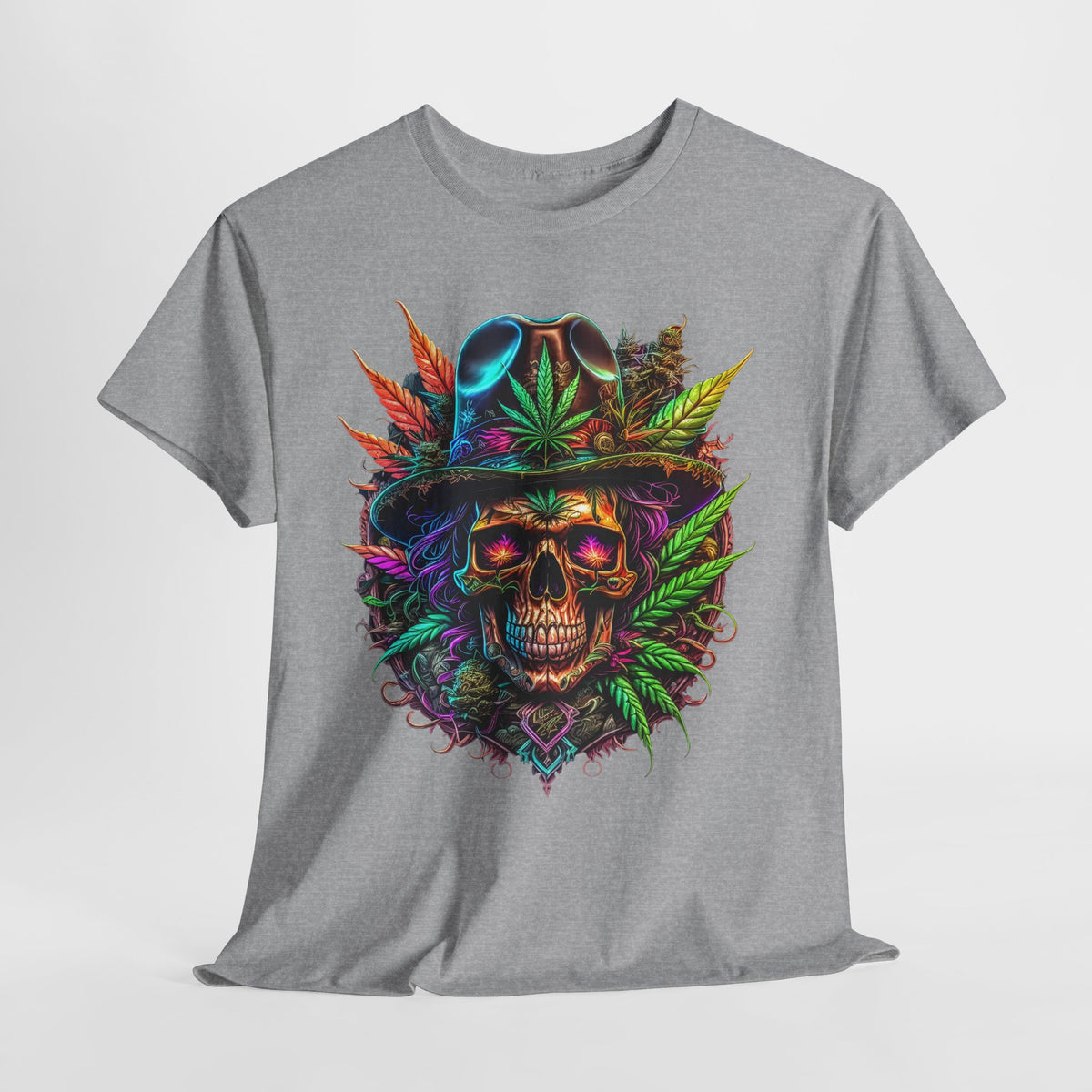 420 Skeleton In Hat #1 Unisex Heavy Cotton Tee