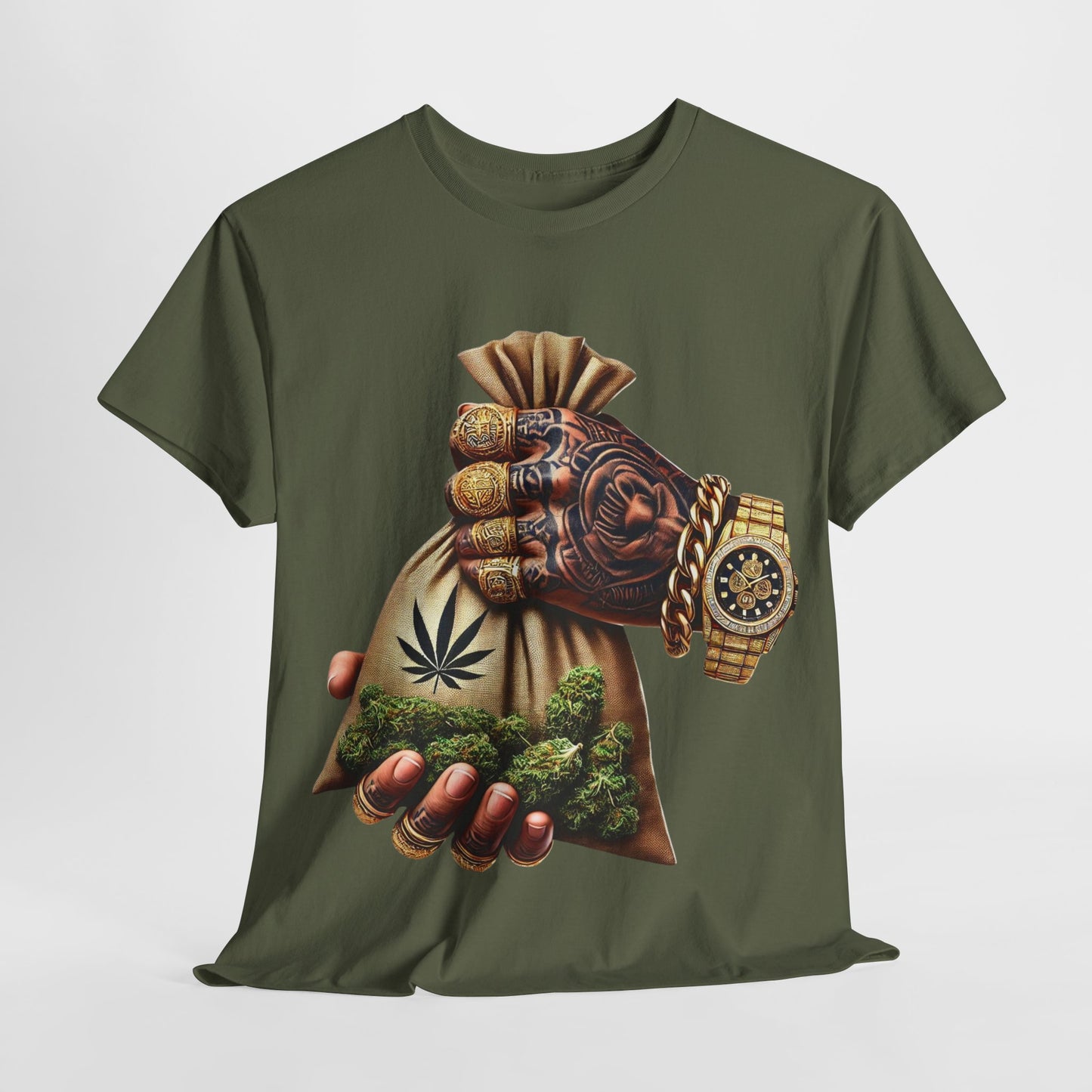 420 Hand Holding Weed Bag #3 Unisex Heavy Cotton Tee - 312tshirts 2