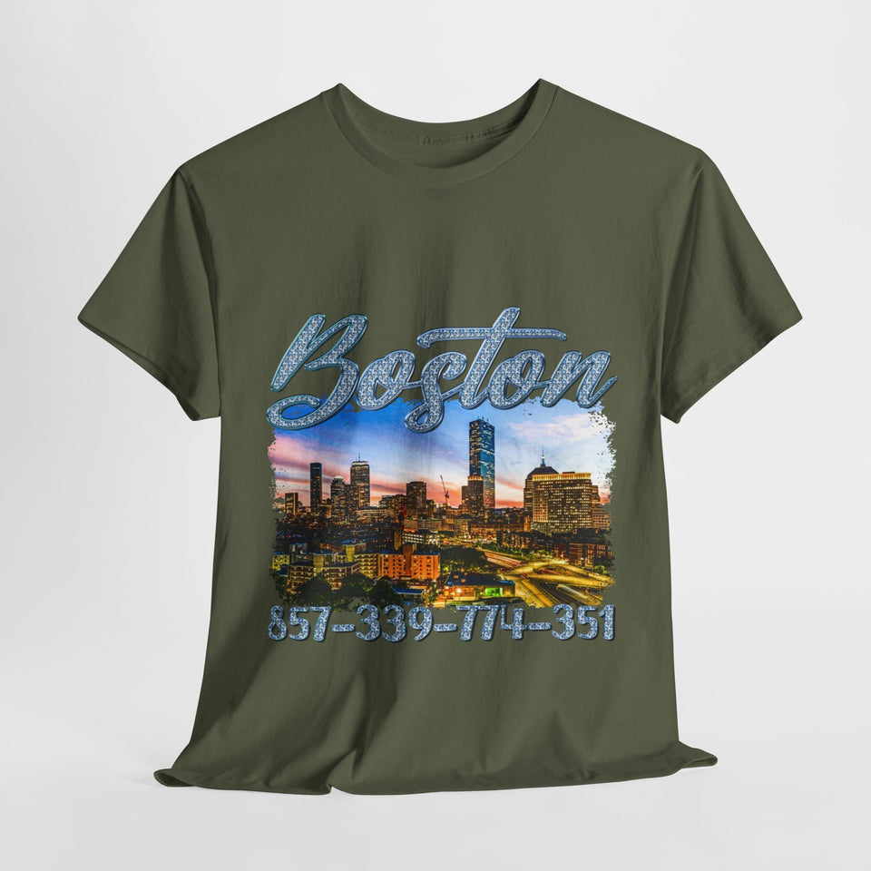 Boston area code Unisex Heavy Cotton Tee