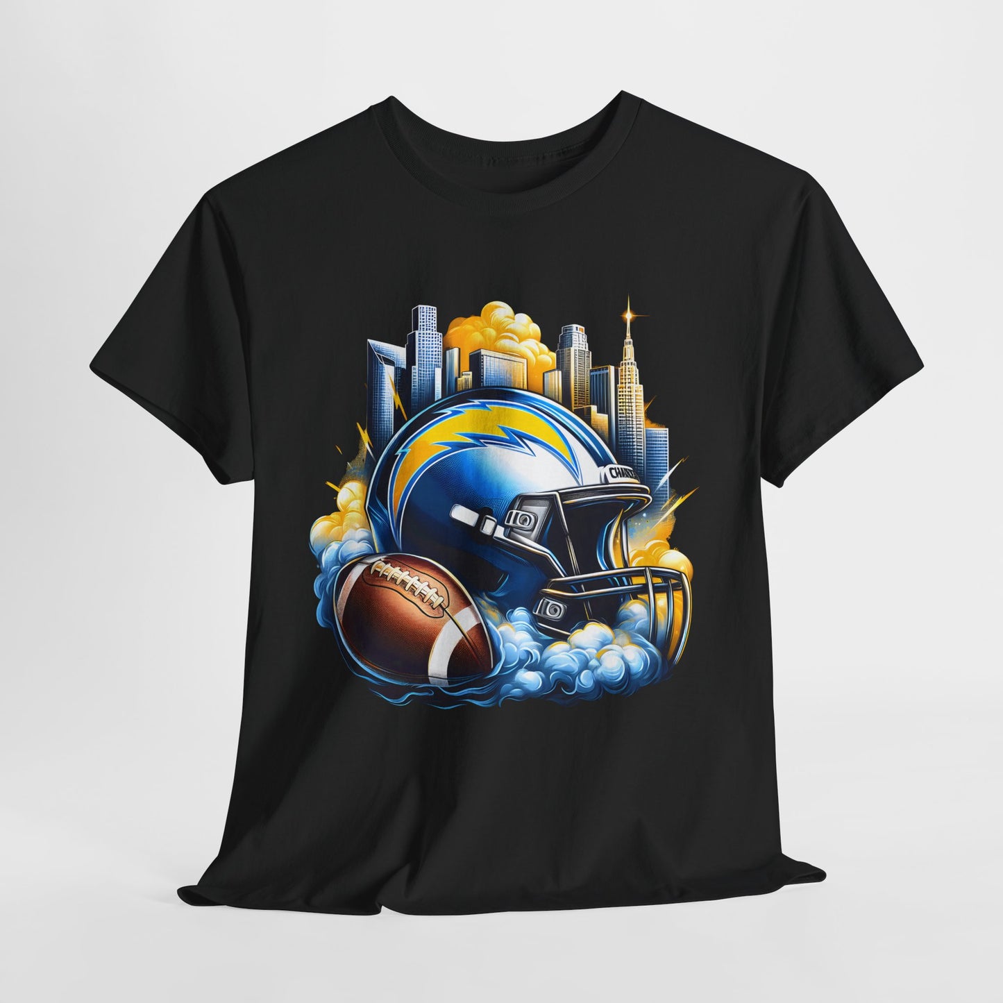 Sports Chargers Football Helmet #1 Heavy Cotton Tee