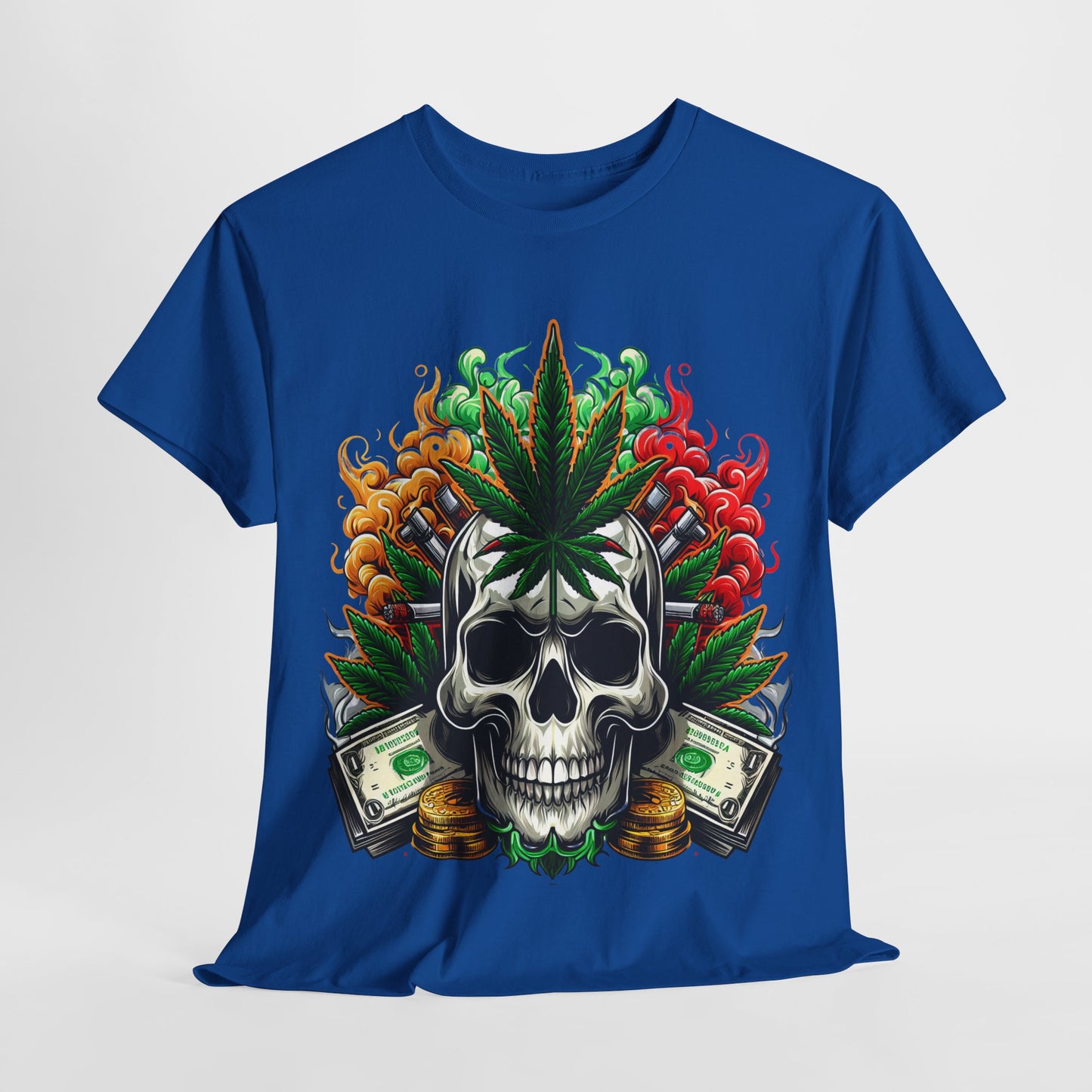 420 Skull & Money #1 Unisex Heavy Cotton Tee - 312tshirts 2