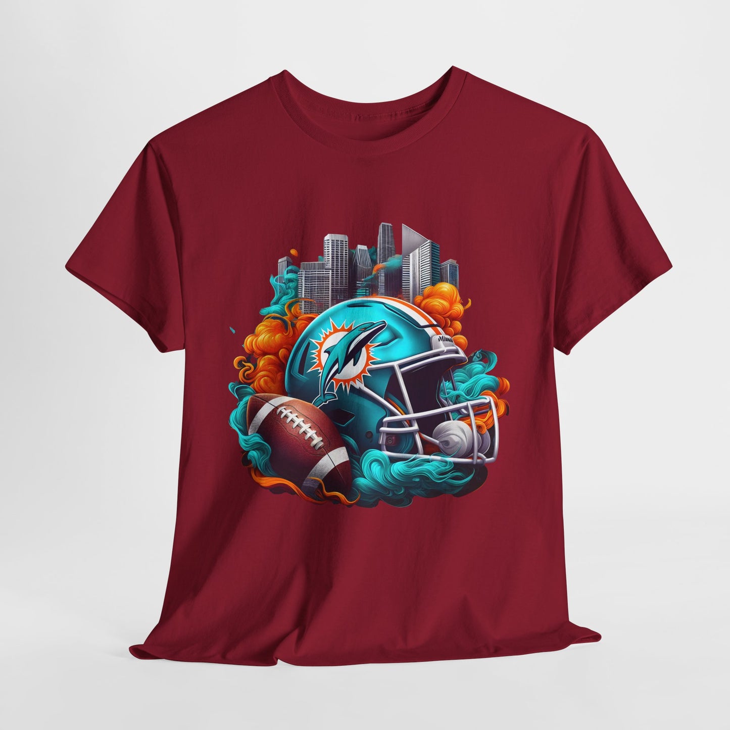 Sports Dolphins Football Helmet #1 Unisex Heavy Cotton Tee