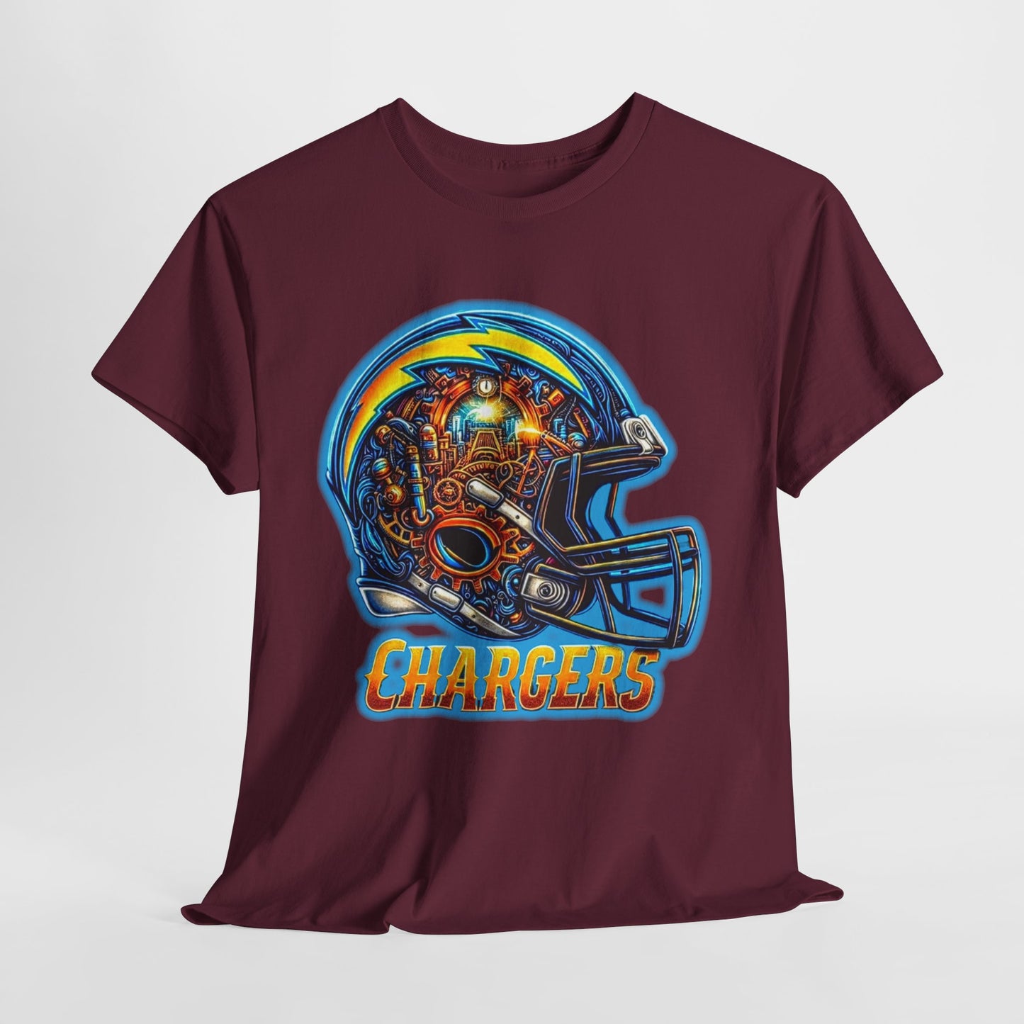Sports Chargers Football Helmet #2 Unisex Heavy Cotton Tee