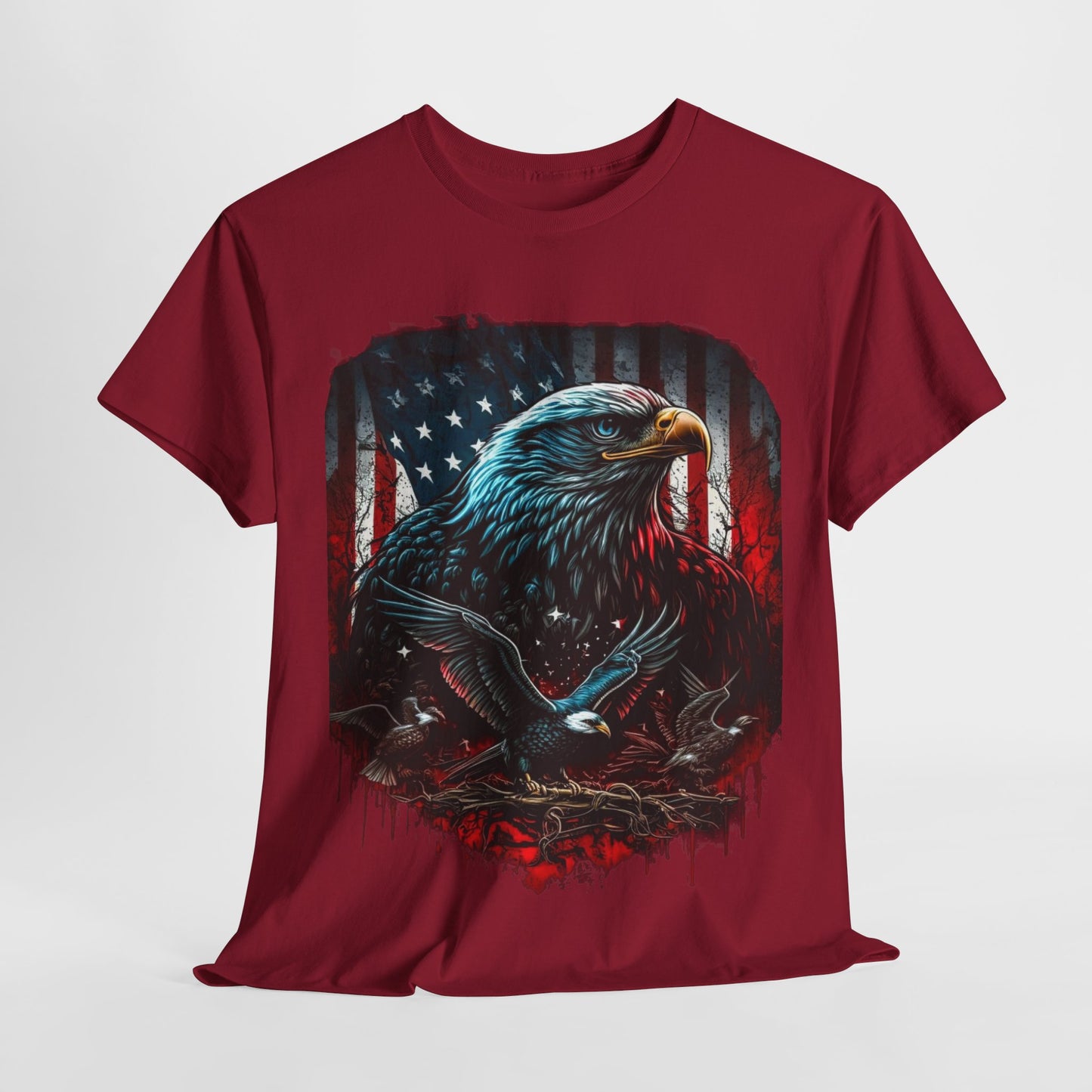 Patriotic US Flag & Eagle #1 Unisex Heavy Cotton Tee - 312tshirts 2