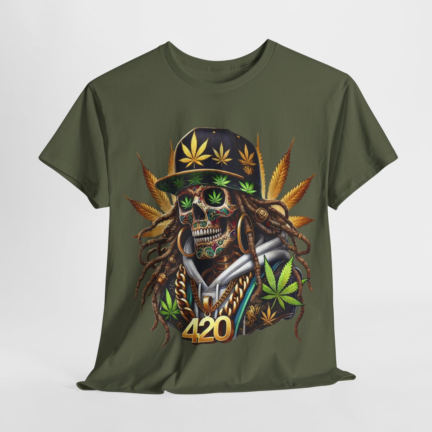 420 Rasta Skull & Hat Unisex Heavy Cotton Tee - 312tshirts 2