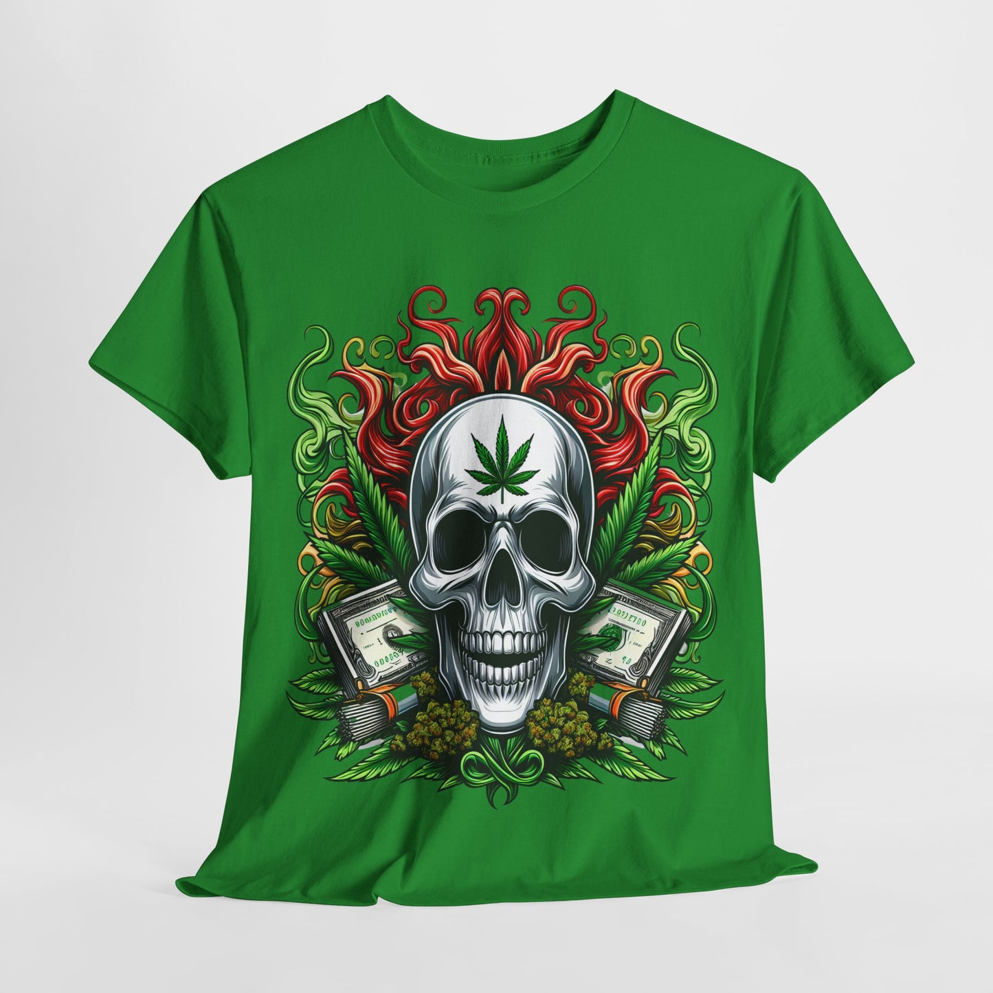 420 Skull & Money #2 Unisex Heavy Cotton Tee - 312tshirts 2