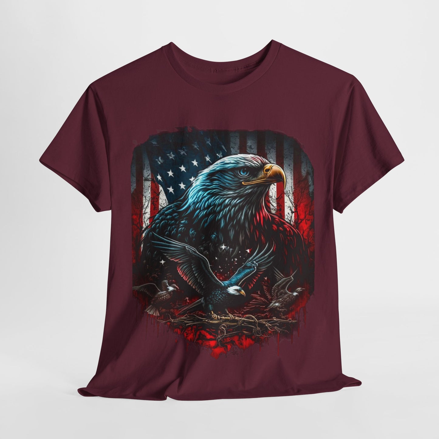 Patriotic US Flag & Eagle #1 Unisex Heavy Cotton Tee - 312tshirts 2