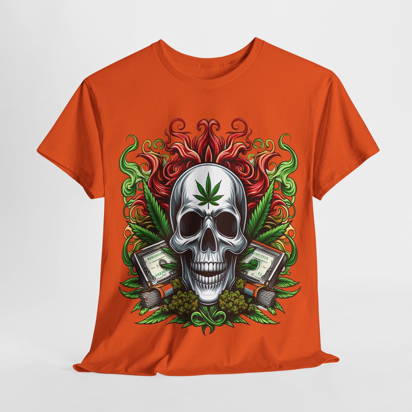 420 Skull & Money #2 Unisex Heavy Cotton Tee - 312tshirts 2