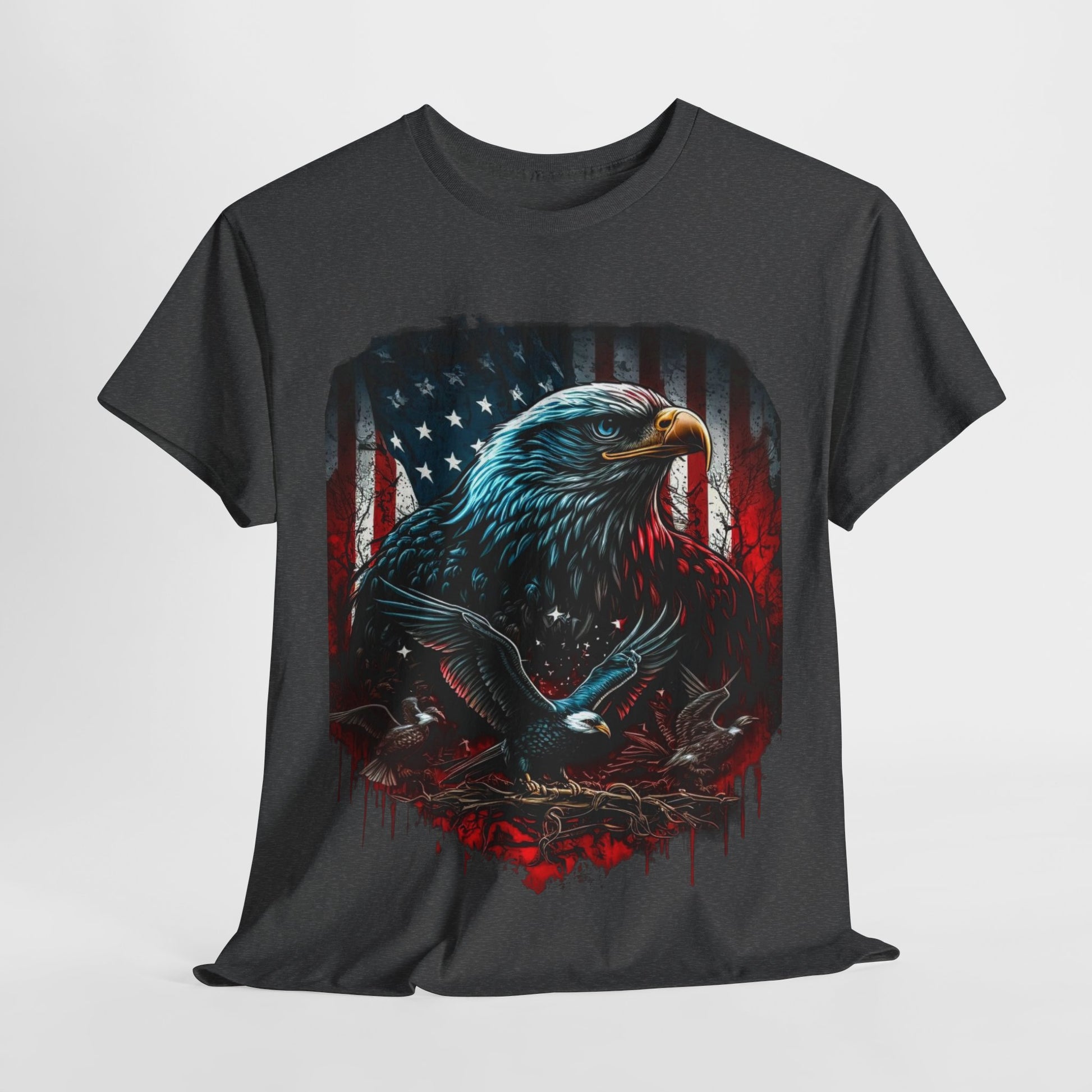 Patriotic US Flag & Eagle #1 Unisex Heavy Cotton Tee - 312tshirts 2