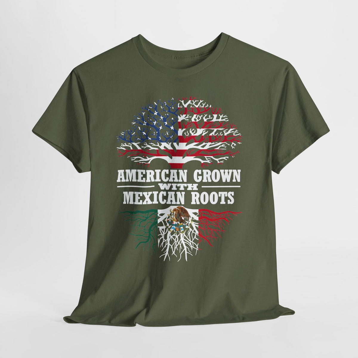 American Grown with Mexican Roots Unisex Heavy Cotton Tee - 312tshirts 2