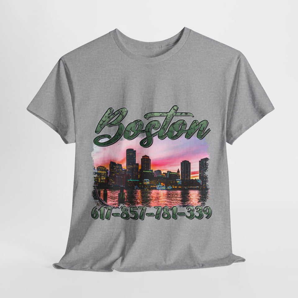 Boston area code Unisex Heavy Cotton Tee