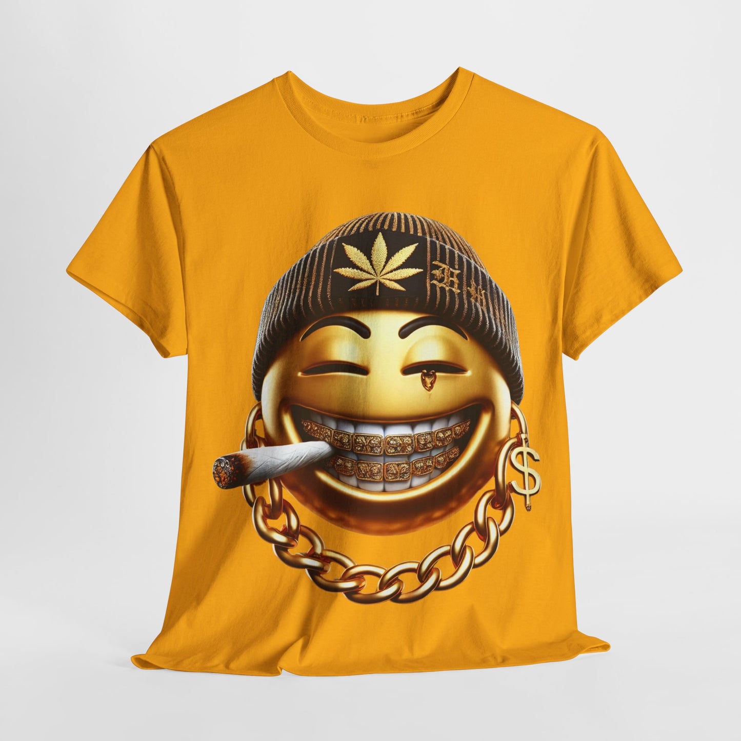 420 Gangster Smokey Gold Emoji #4 Unisex Heavy Cotton Tee - 312tshirts 2