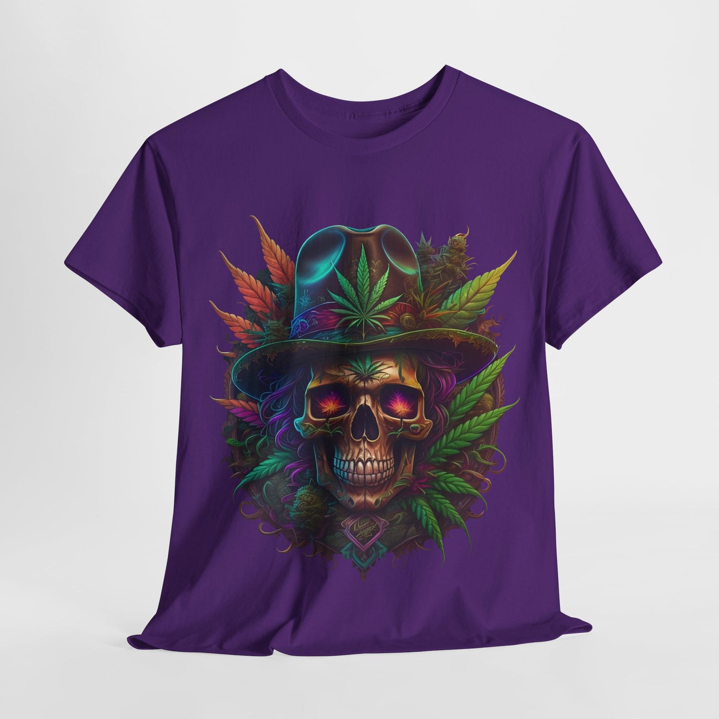 420 Psychedelic Skull & Hat Unisex Heavy Cotton Tee - 312tshirts 2